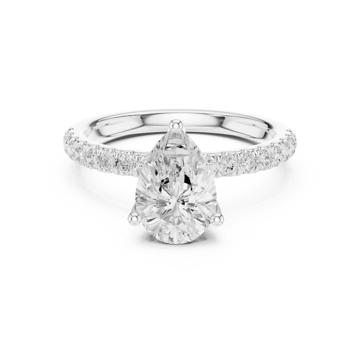Pear Diamond Engagement Ring With Pave Band