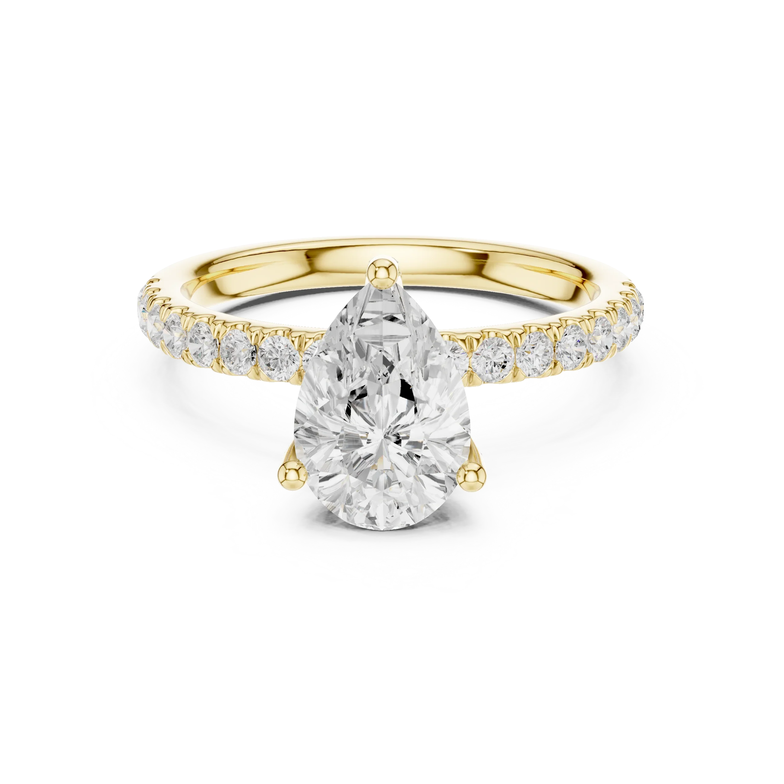 Pear Diamond Engagement Ring With Pave Band