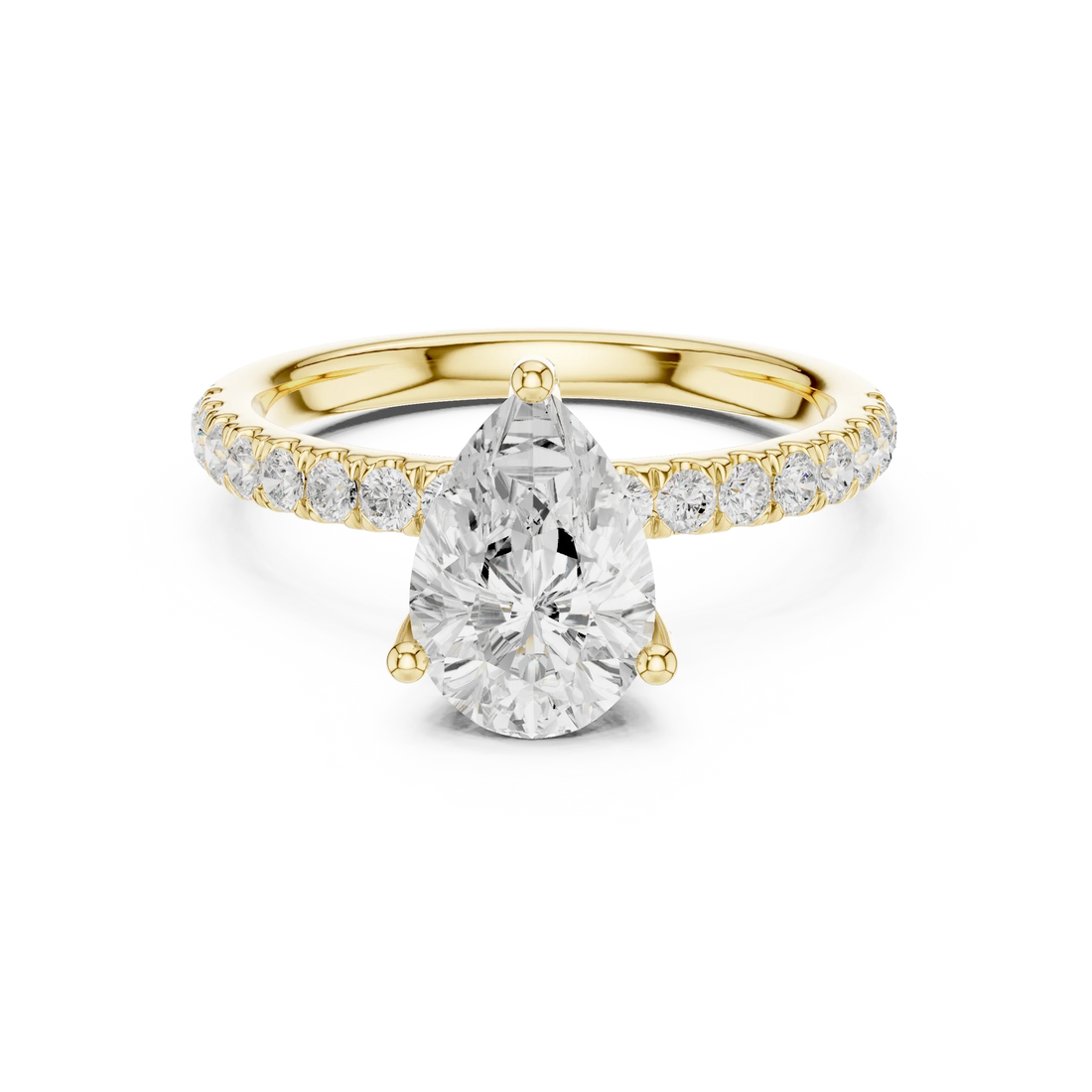 Pear Diamond Engagement Ring With Pave Band