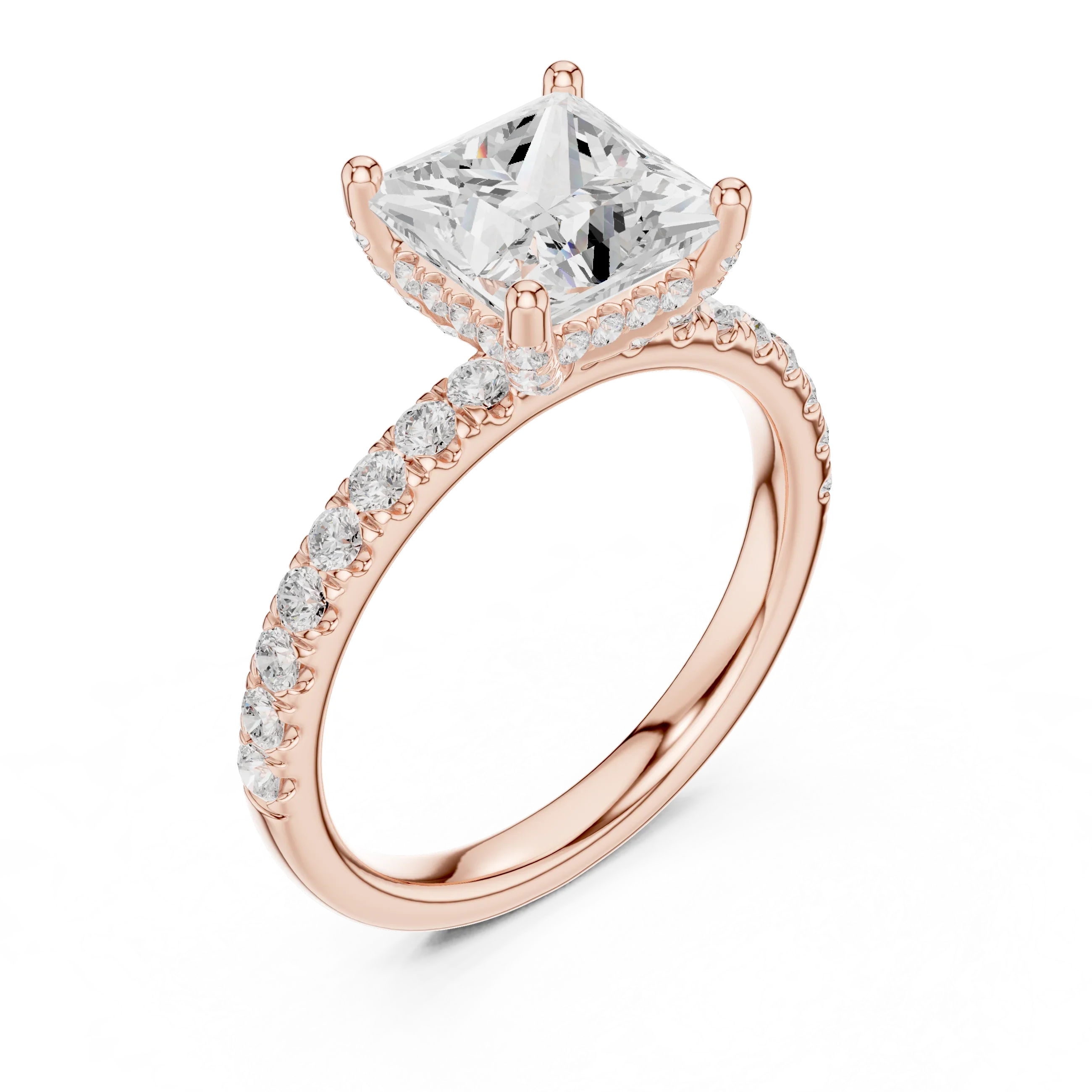 Princess Diamond Engagement Ring With Pave Band