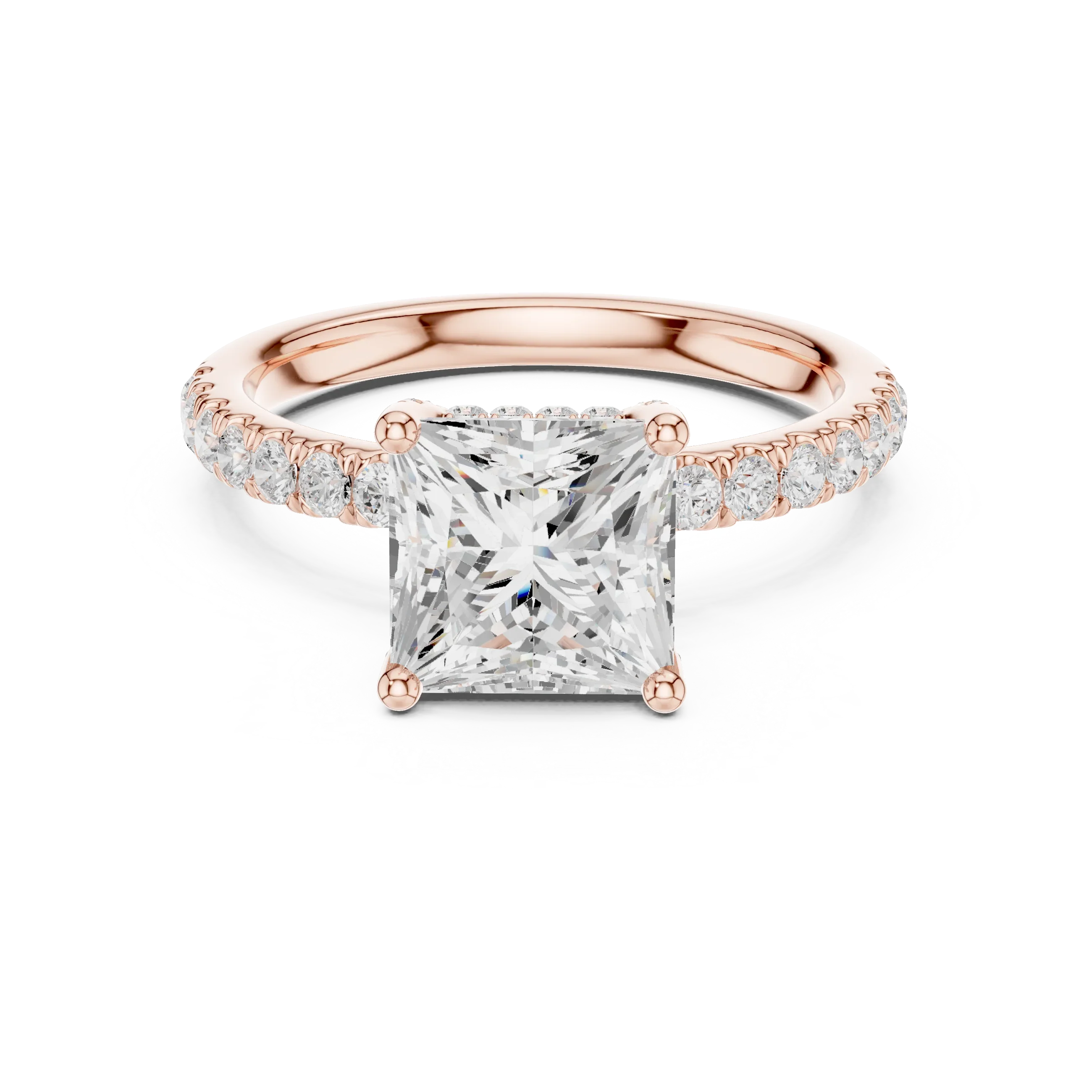 Princess Diamond Engagement Ring With Pave Band