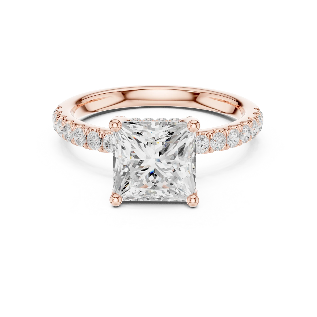 Princess Diamond Engagement Ring With Pave Band