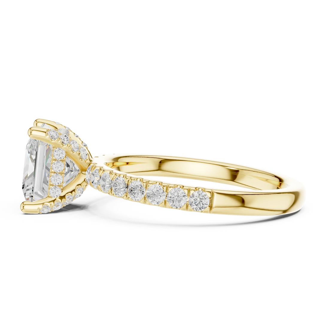 Princess Diamond Engagement Ring With Pave Band