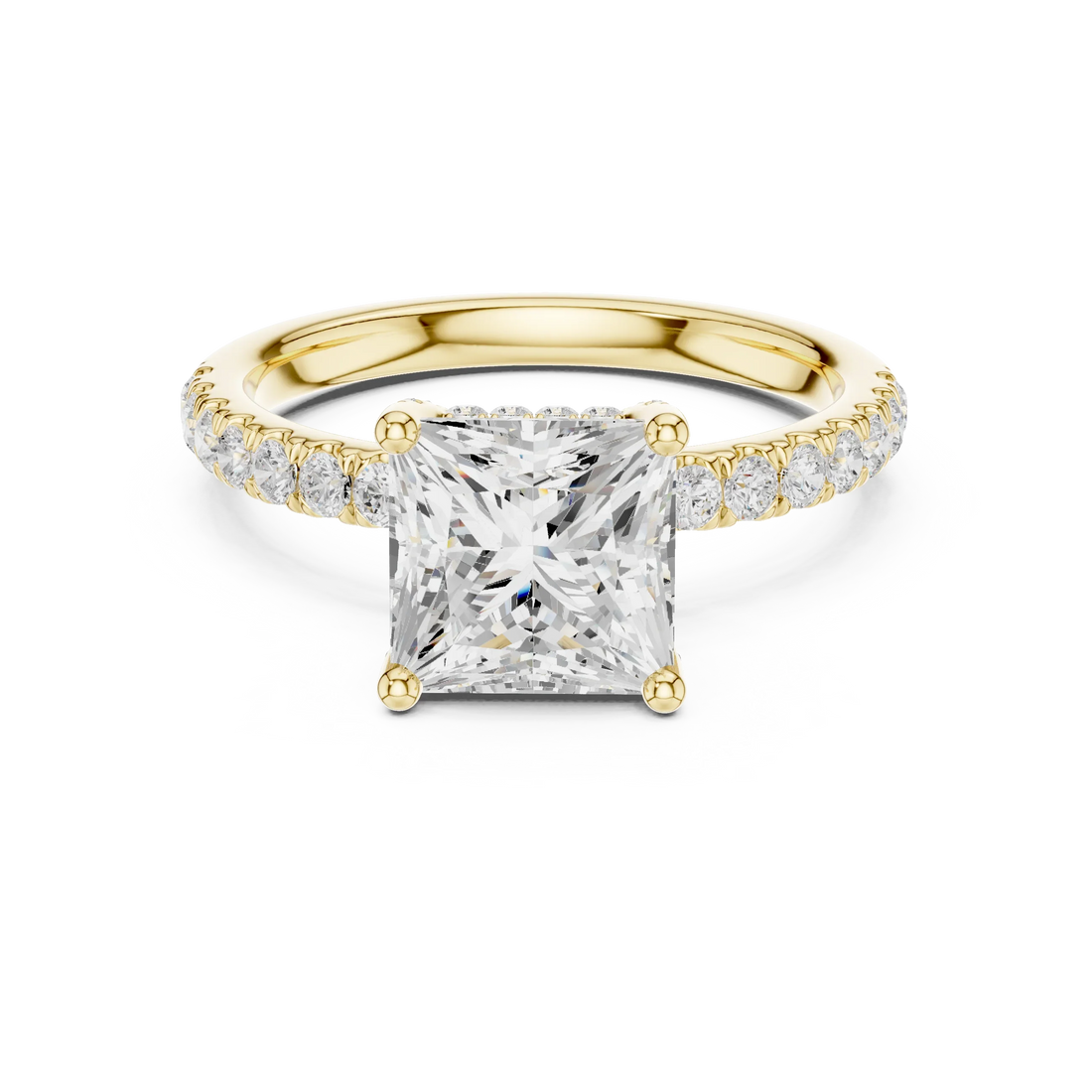 Princess Diamond Engagement Ring With Pave Band