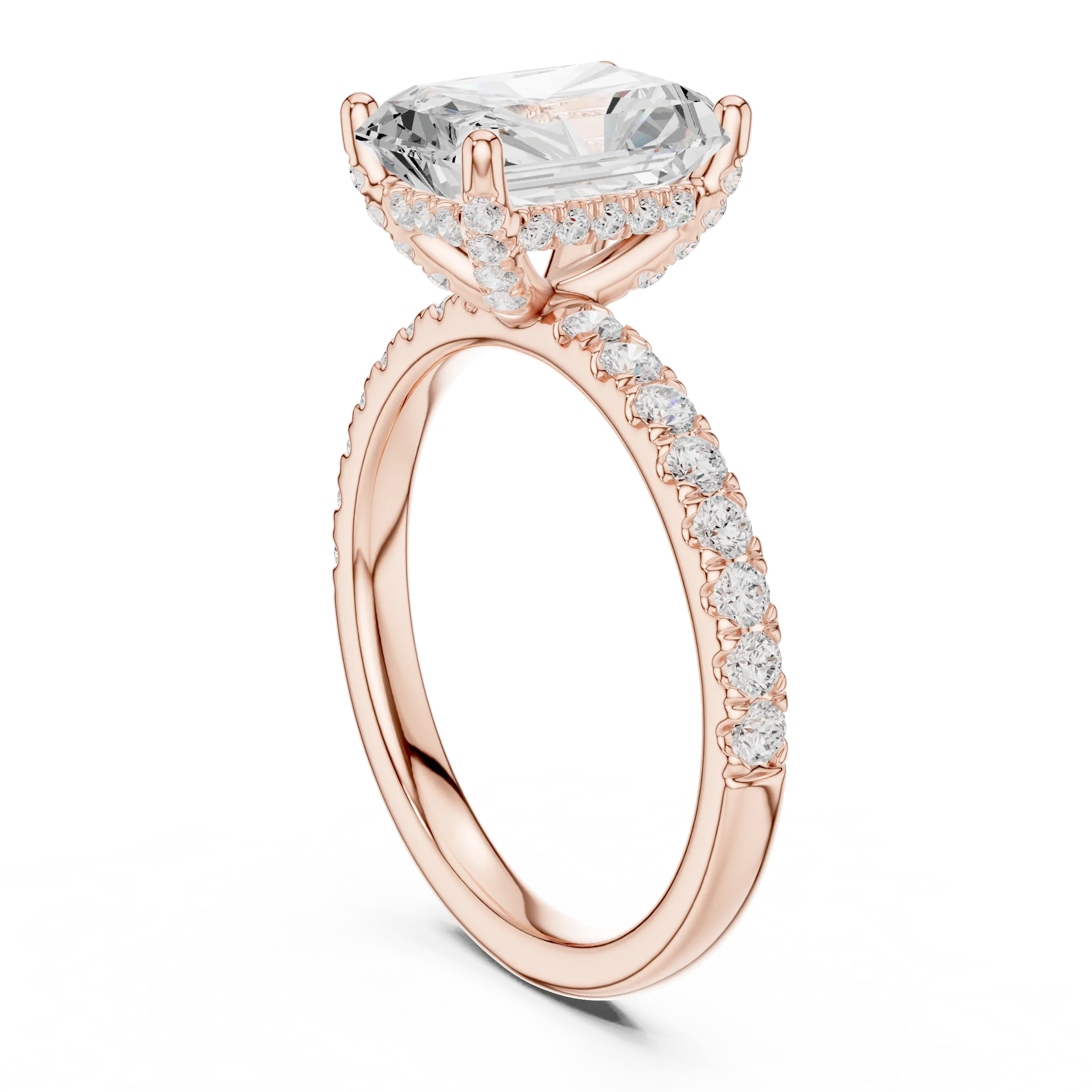 Radiant Diamond Engagement Ring With Pave Band