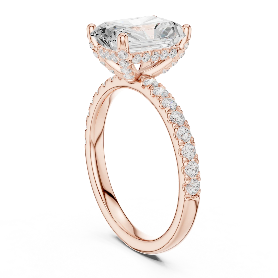 Radiant Diamond Engagement Ring With Pave Band