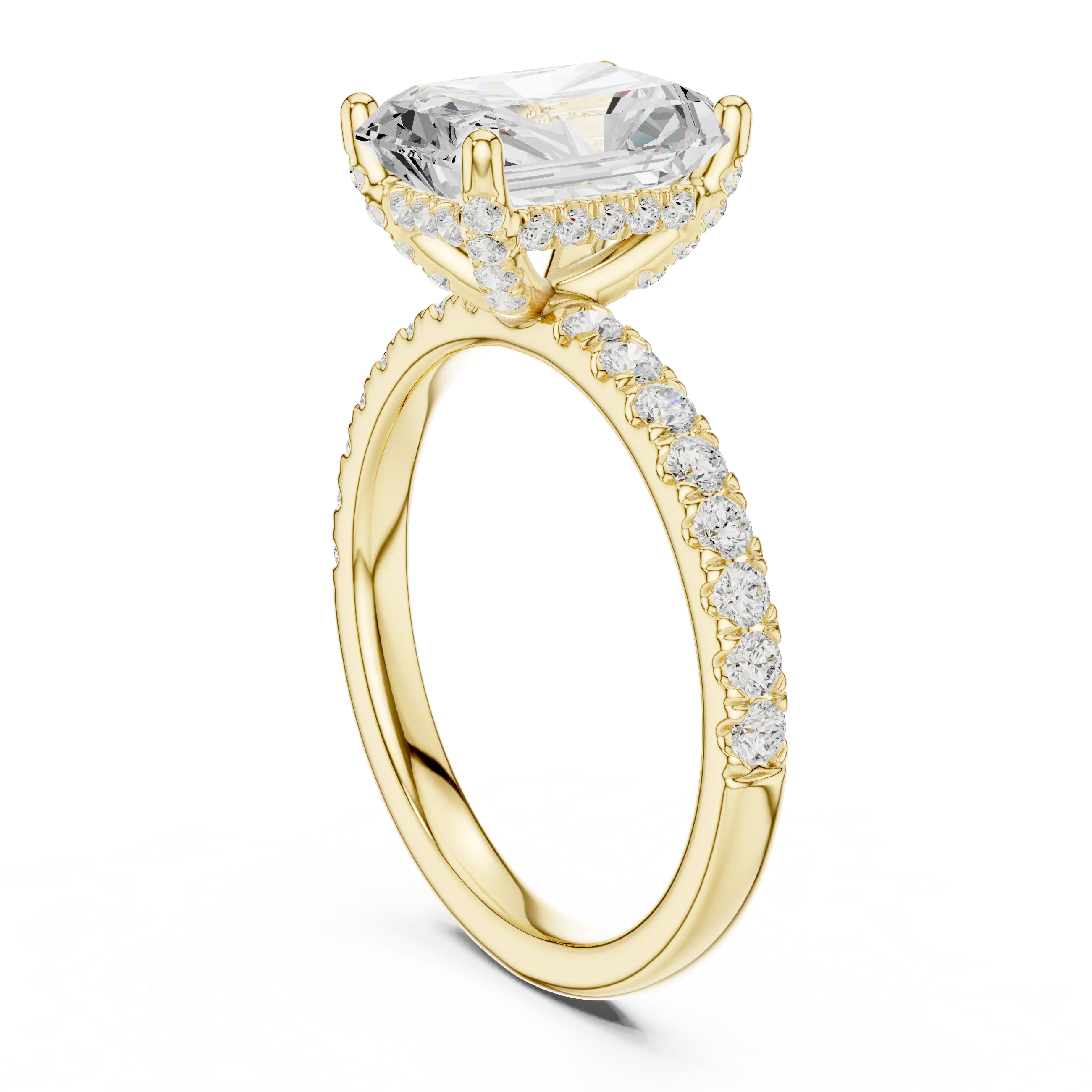 Radiant Diamond Engagement Ring With Pave Band