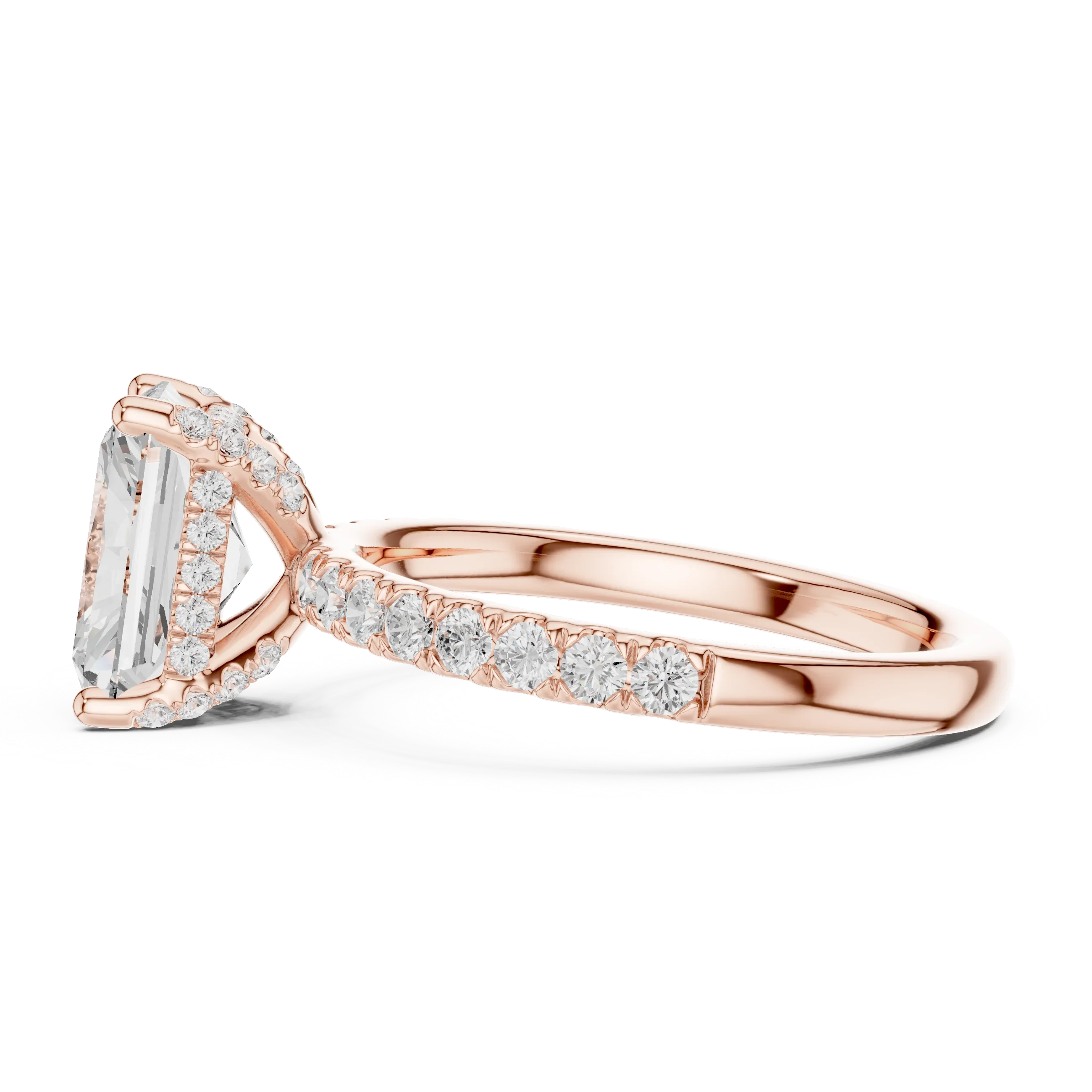 Radiant Diamond Engagement Ring With Pave Band