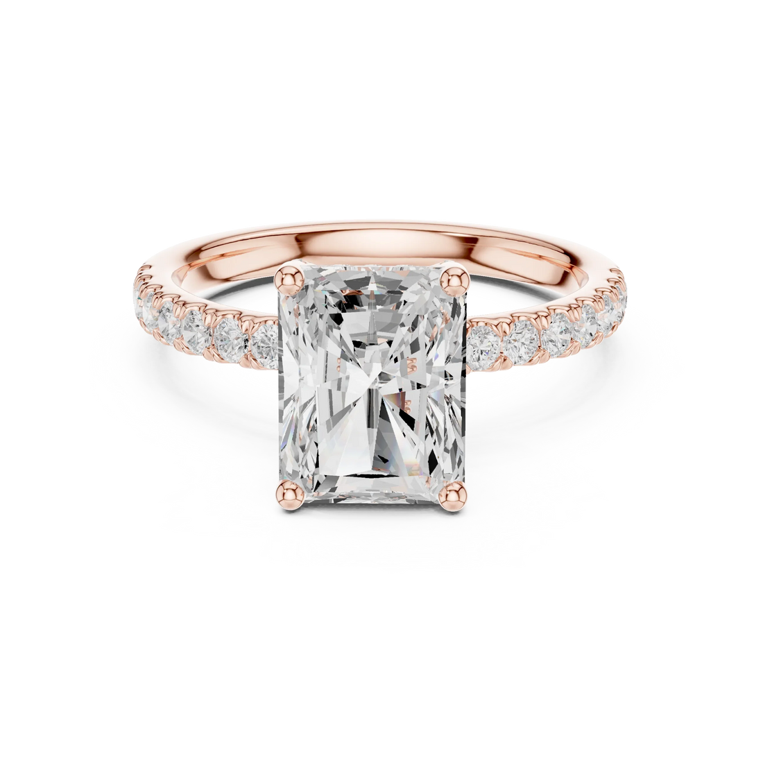 Radiant Diamond Engagement Ring With Pave Band