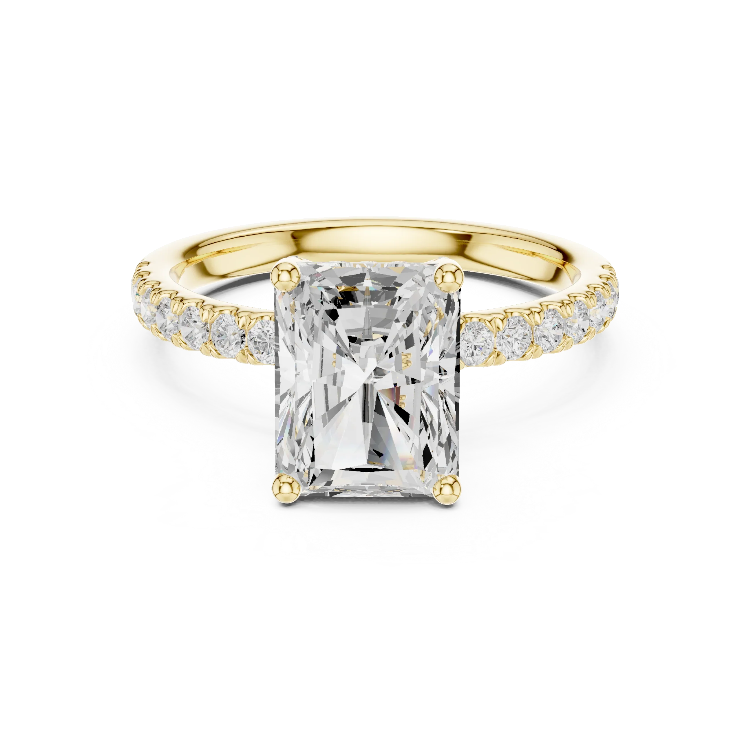 Radiant Diamond Engagement Ring With Pave Band