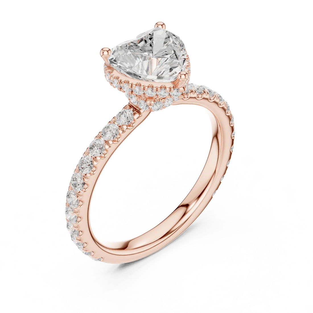 Heart Cut Diamond Double Halo Pave Engagement Ring