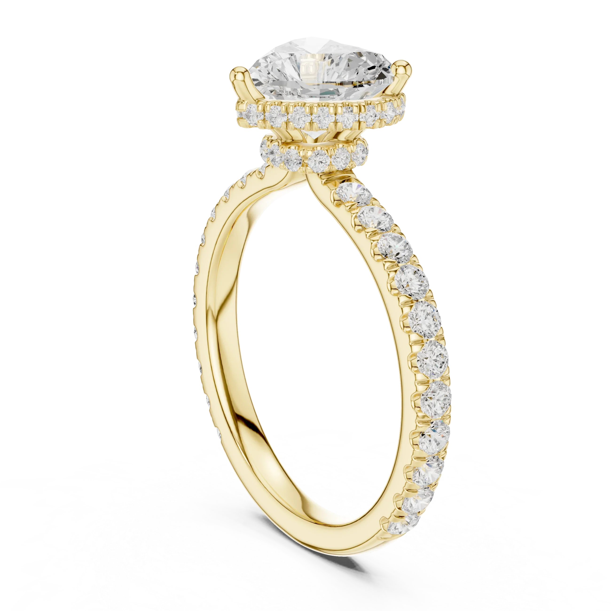 Heart Cut Diamond Double Halo Pave Engagement Ring