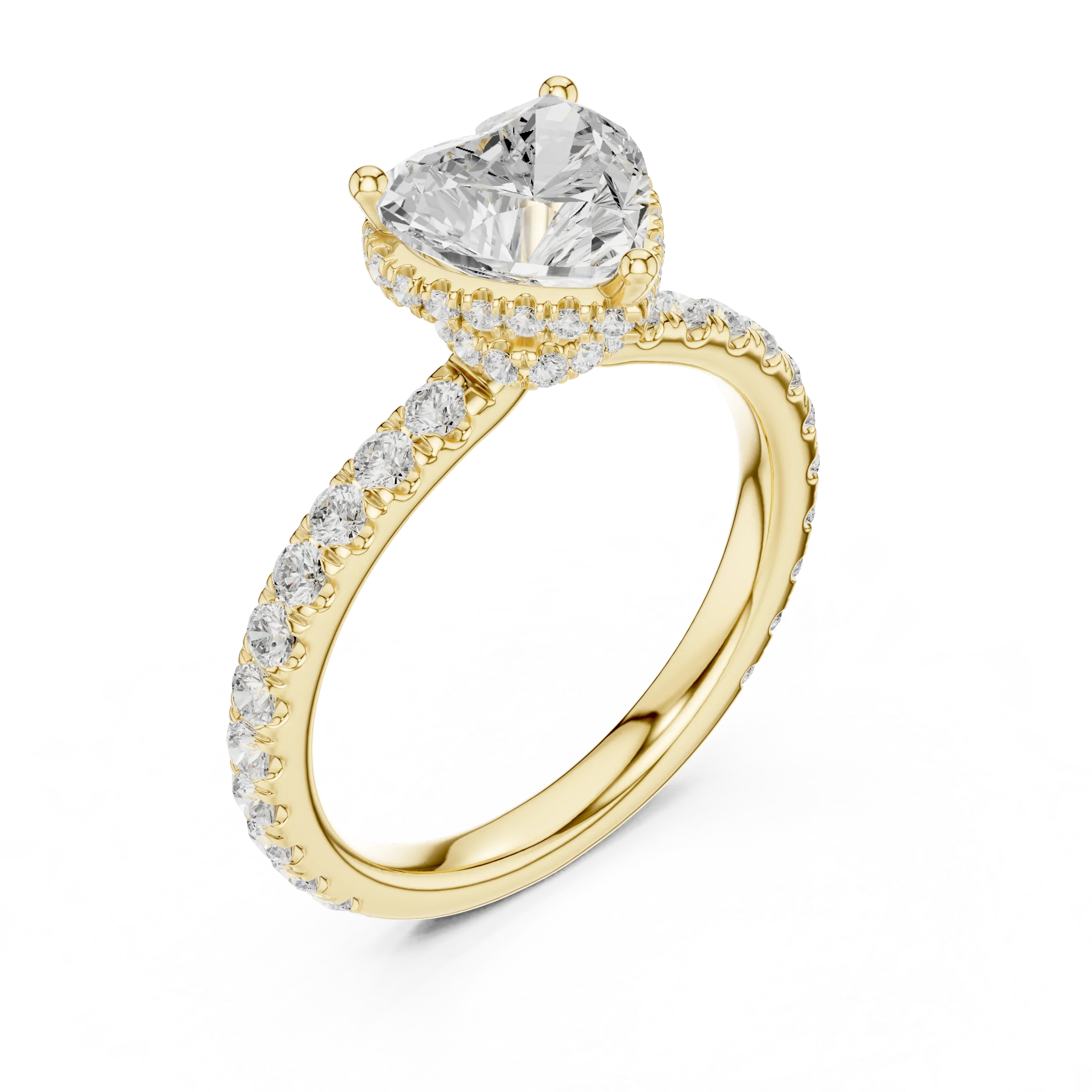 Heart Cut Diamond Double Halo Pave Engagement Ring