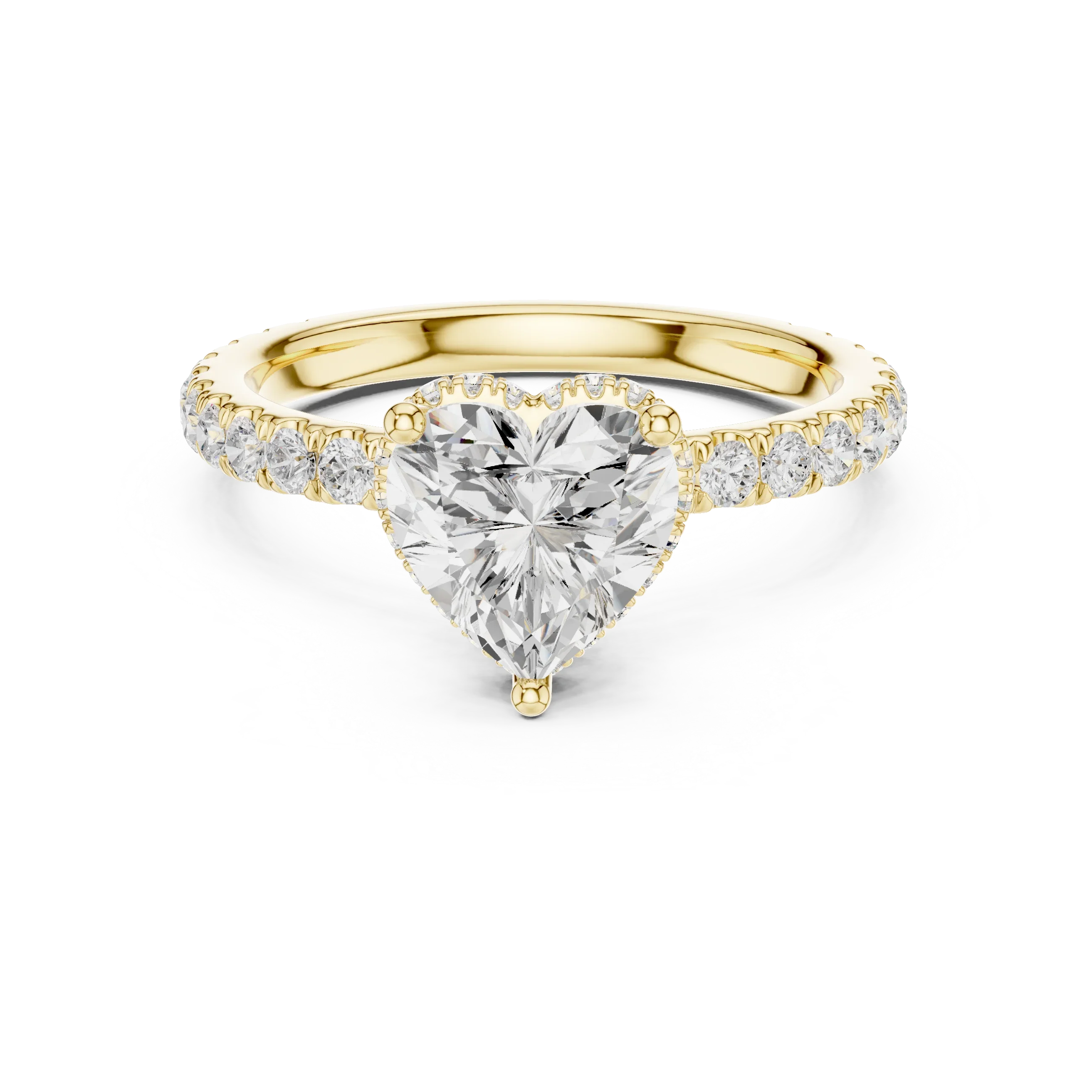 Heart Cut Diamond Double Halo Pave Engagement Ring