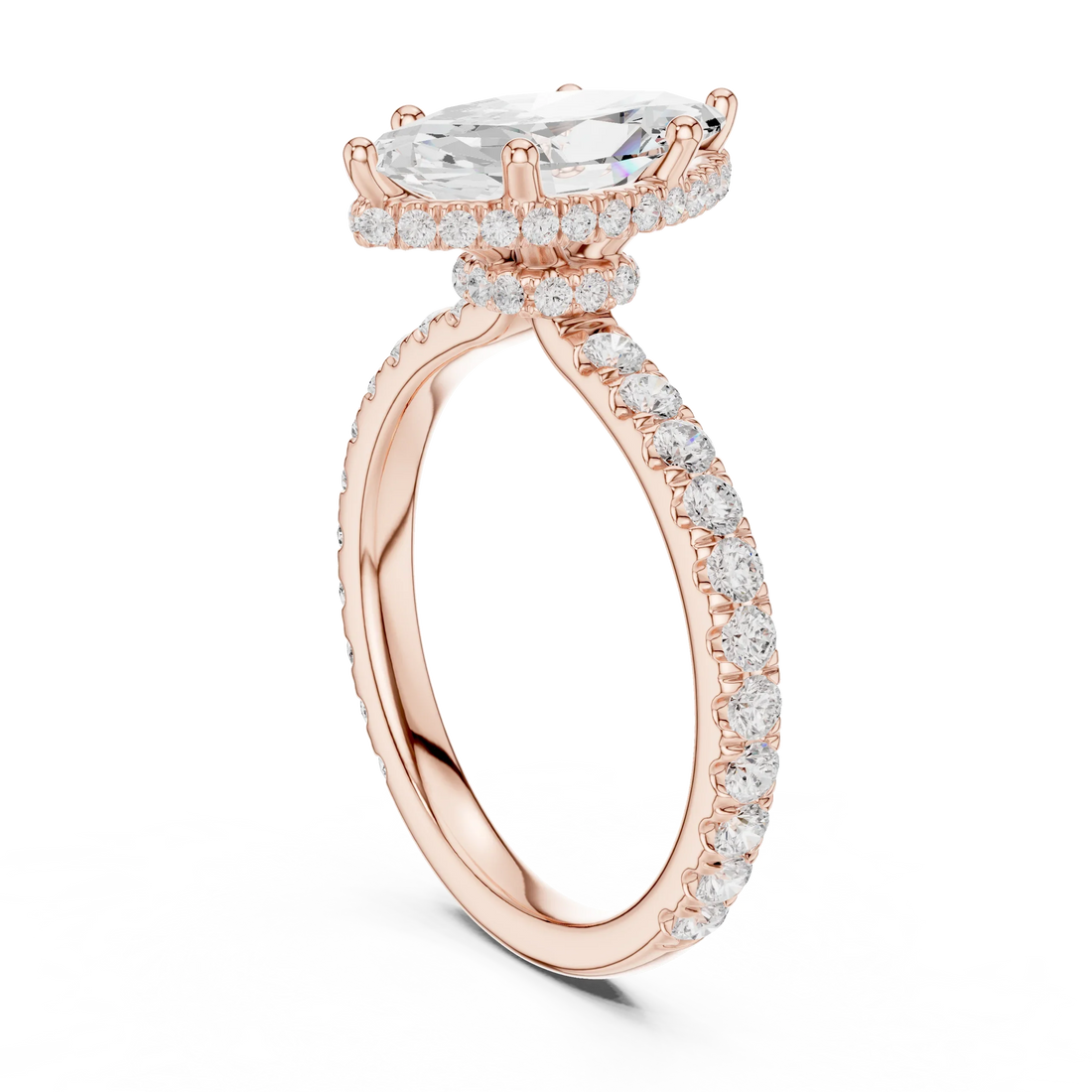 Marquise Cut Diamond Double Halo Pave Engagement Ring