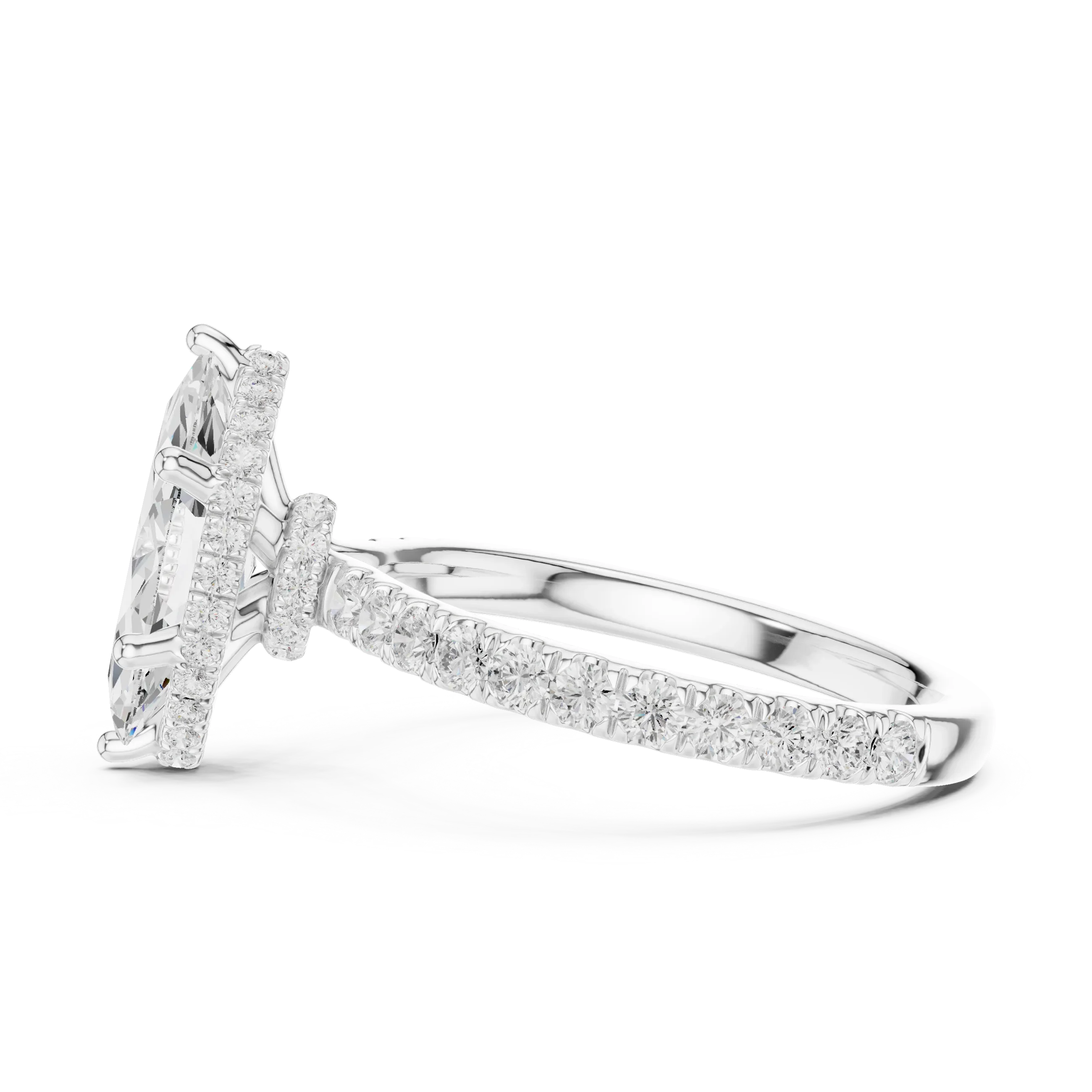 Marquise Cut Diamond Double Halo Pave Engagement Ring