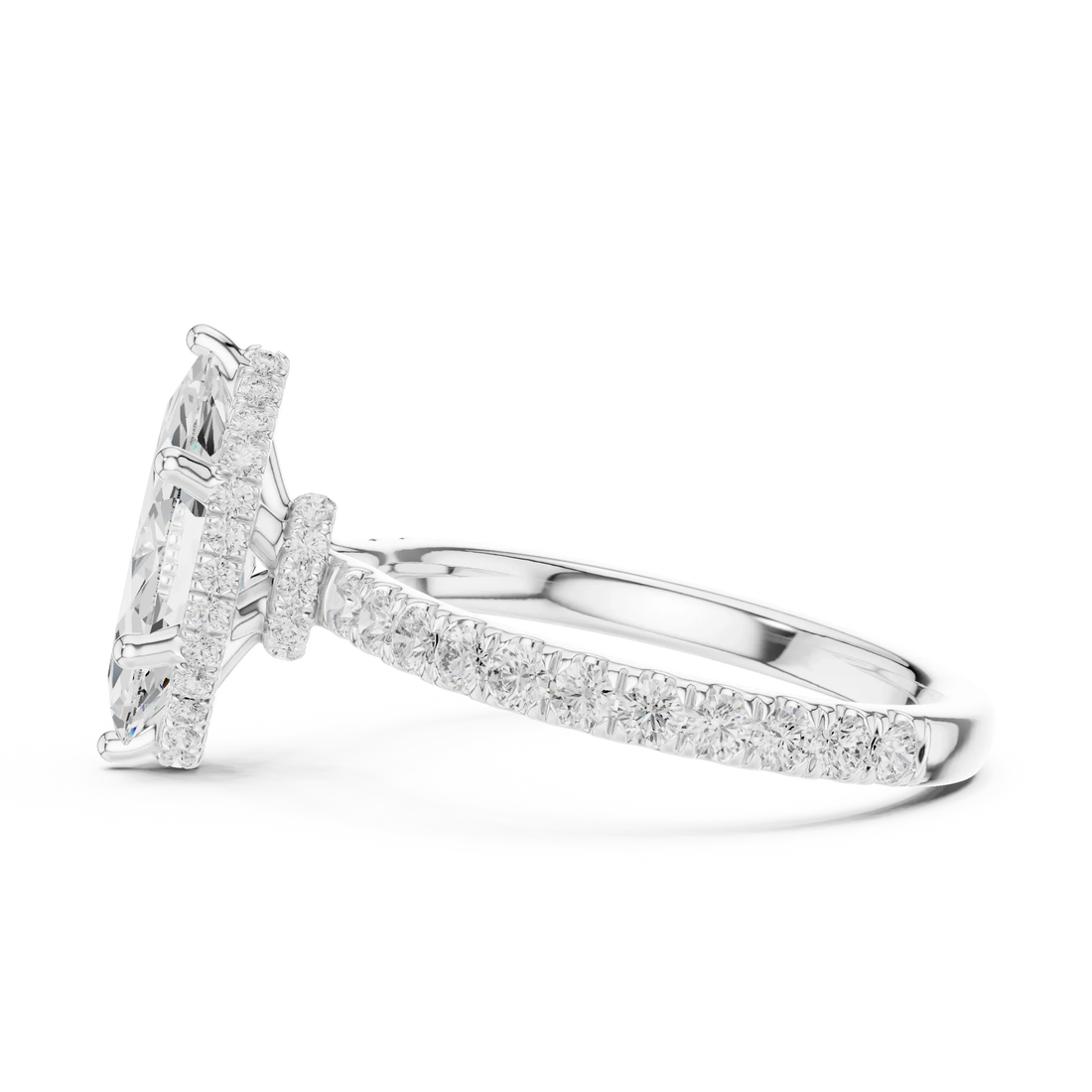 Marquise Cut Diamond Double Halo Pave Engagement Ring