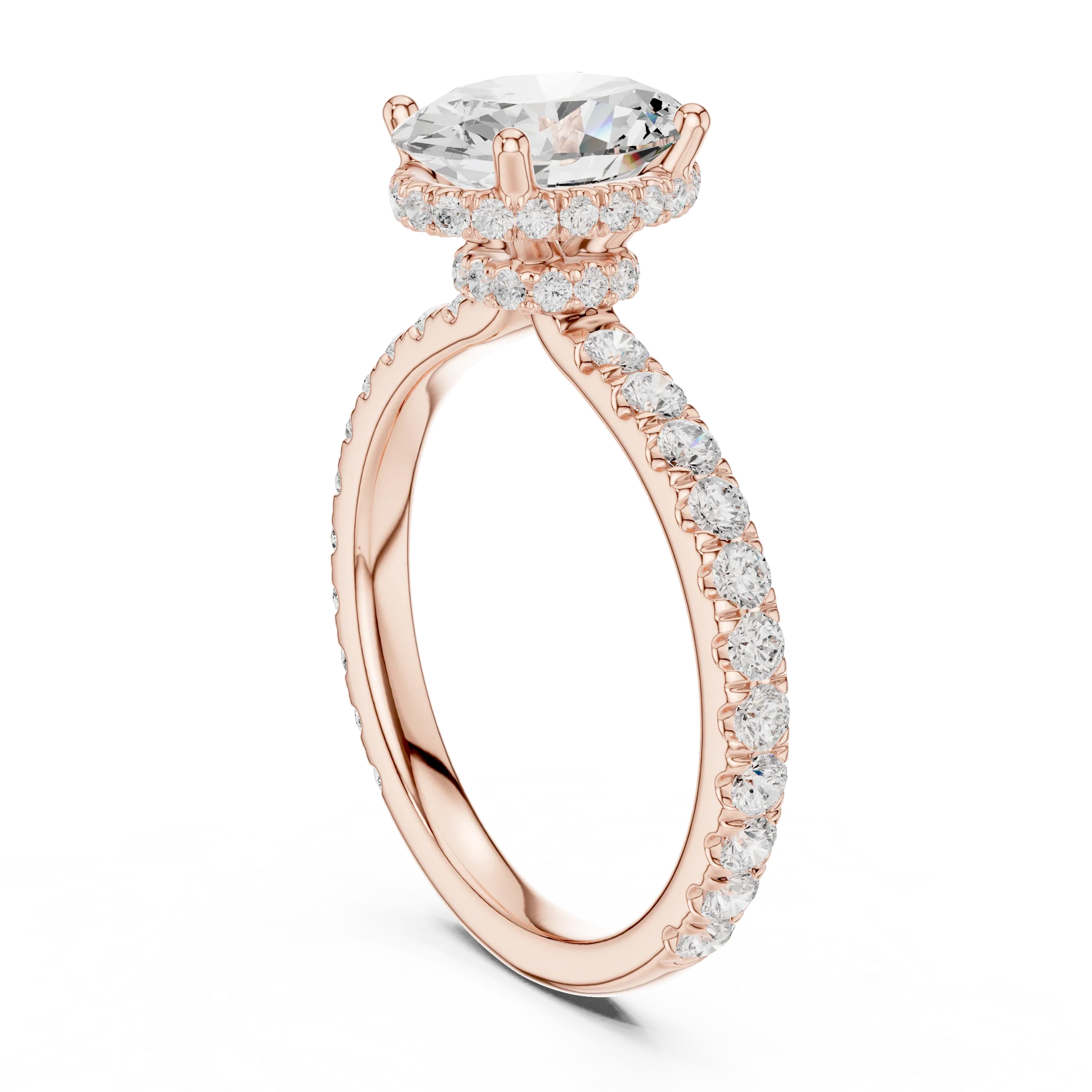 Oval Cut Diamond Double Halo Pave Engagement Ring