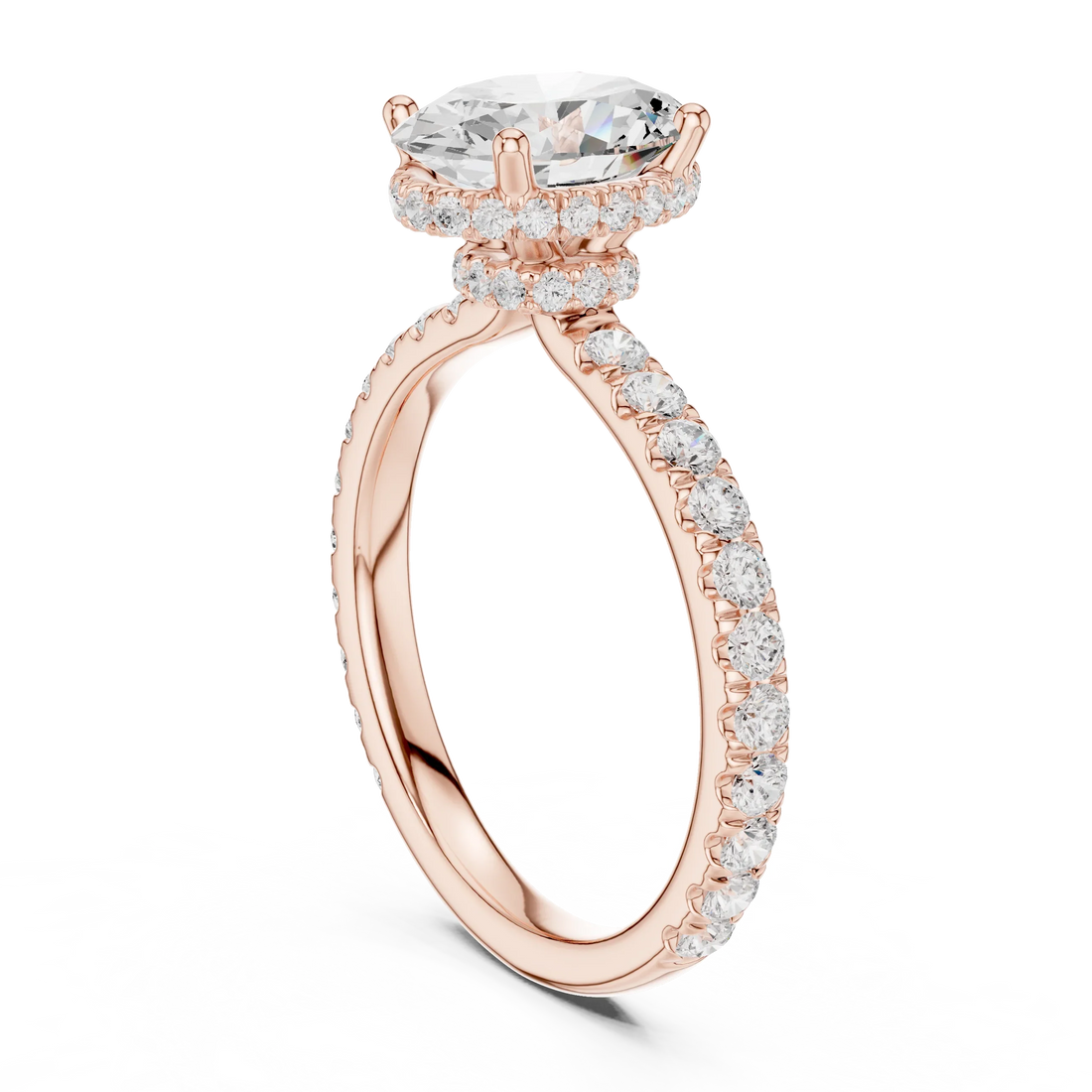Oval Cut Diamond Double Halo Pave Engagement Ring