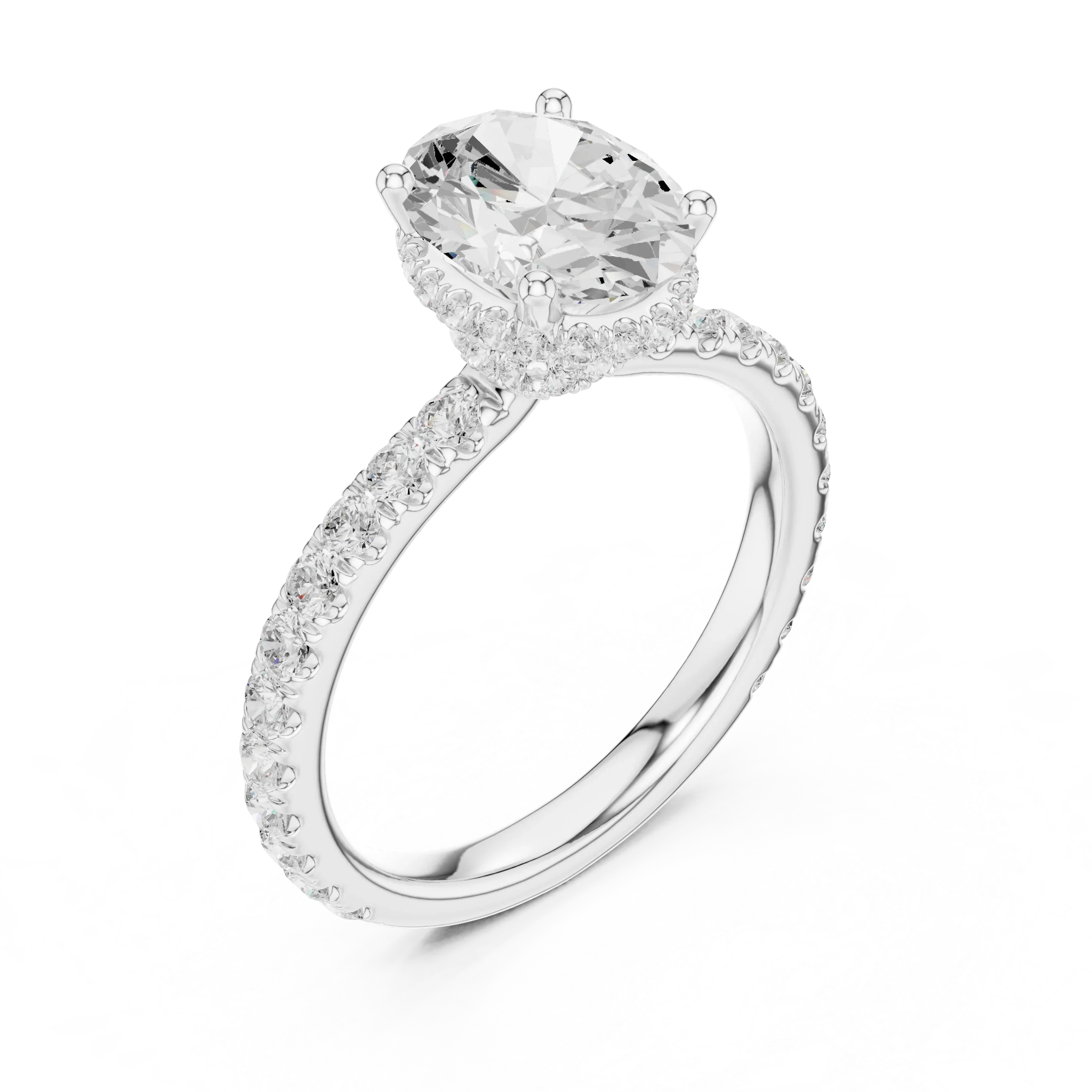 Oval Cut Diamond Double Halo Pave Engagement Ring