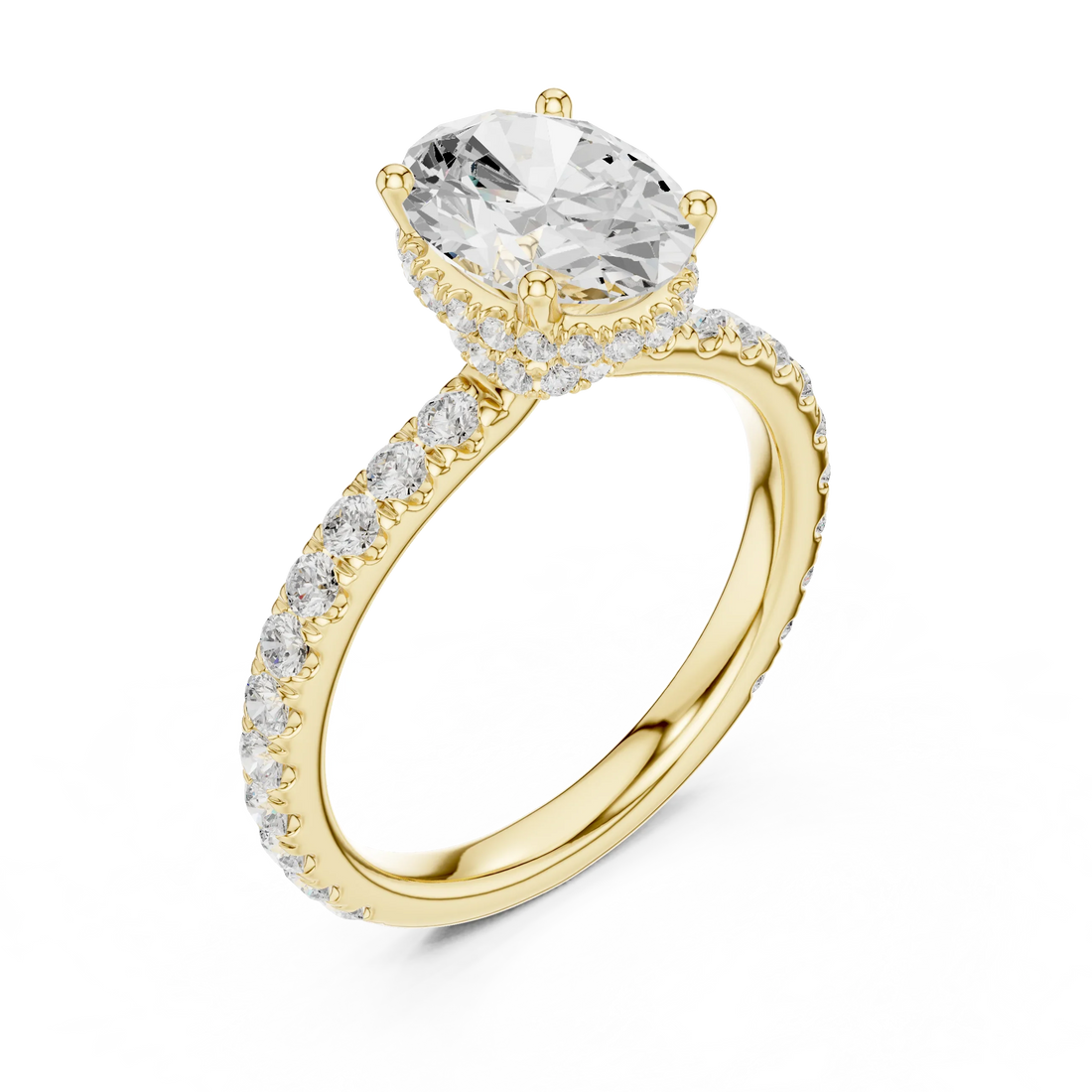 Oval Cut Diamond Double Halo Pave Engagement Ring