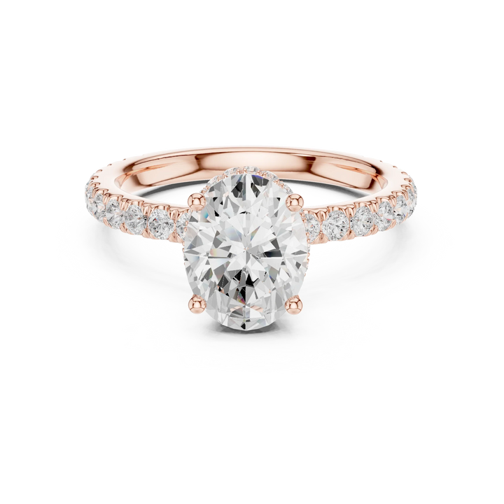 Oval Cut Diamond Double Halo Pave Engagement Ring
