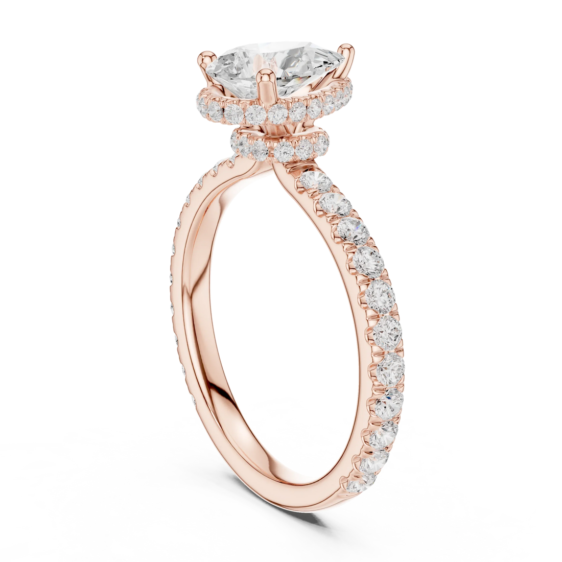 Pear Cut Diamond Double Halo Pave Engagement Ring