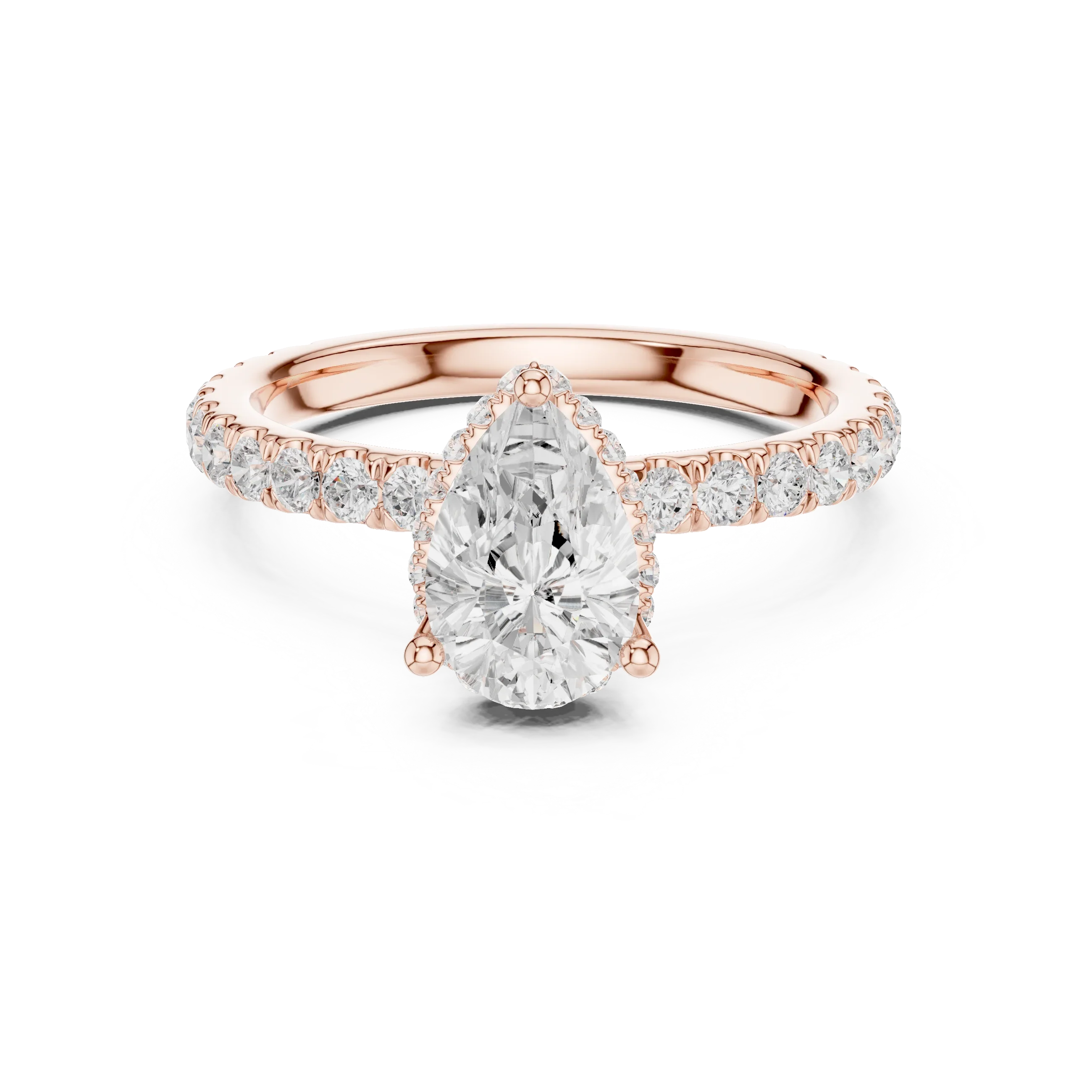 Pear Cut Diamond Double Halo Pave Engagement Ring