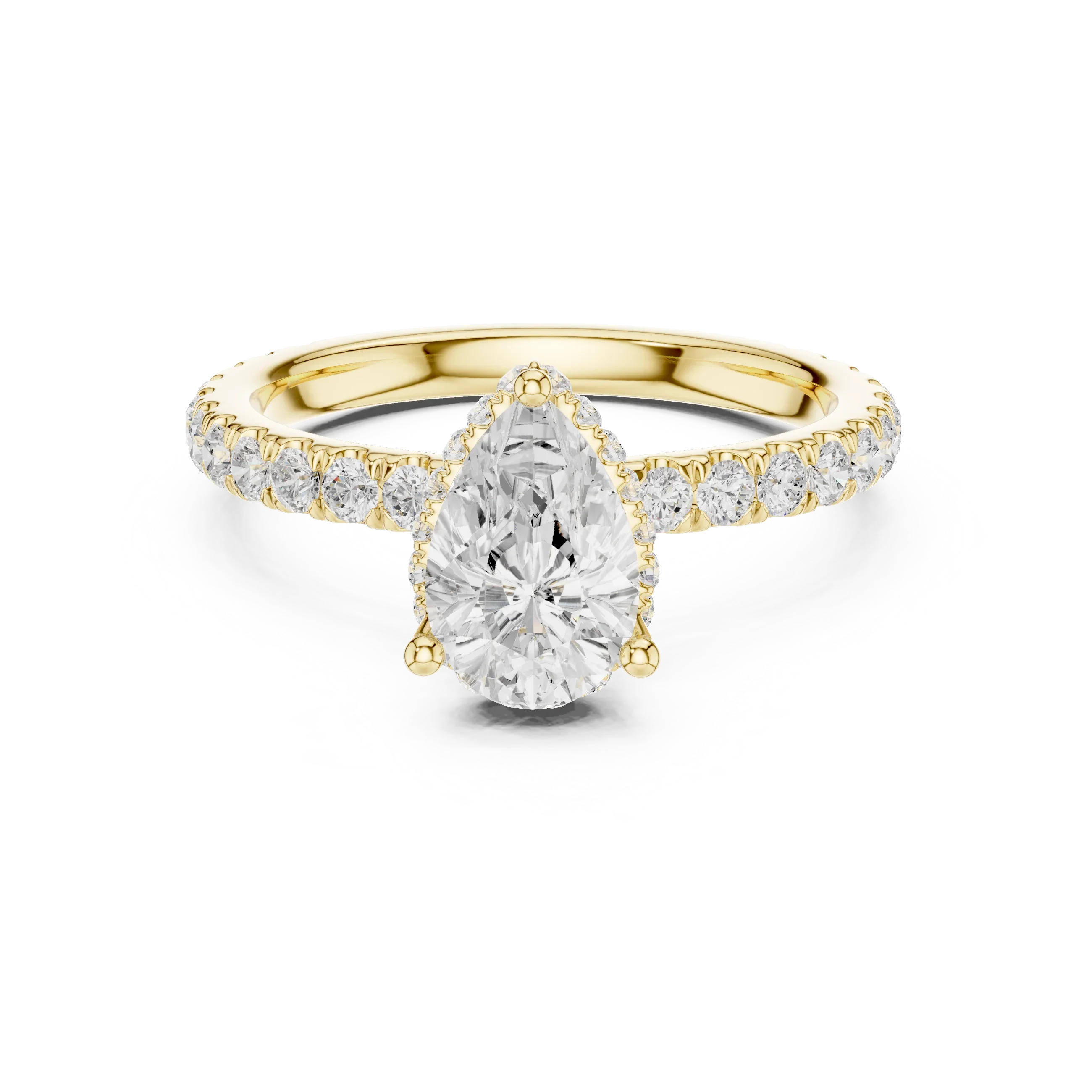 Pear Cut Diamond Double Halo Pave Engagement Ring