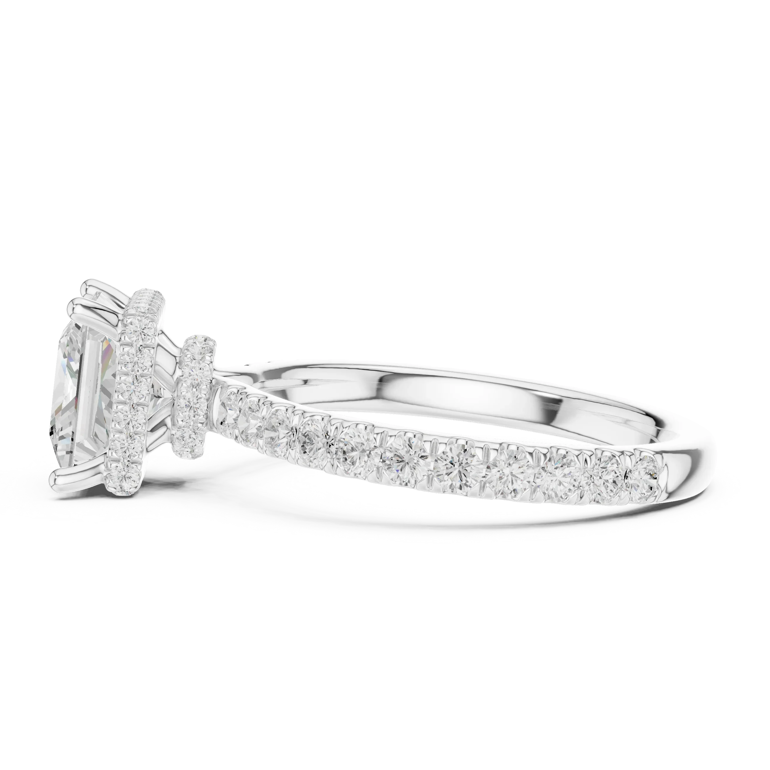 Princess Cut Diamond Double Halo Pave Engagement Ring