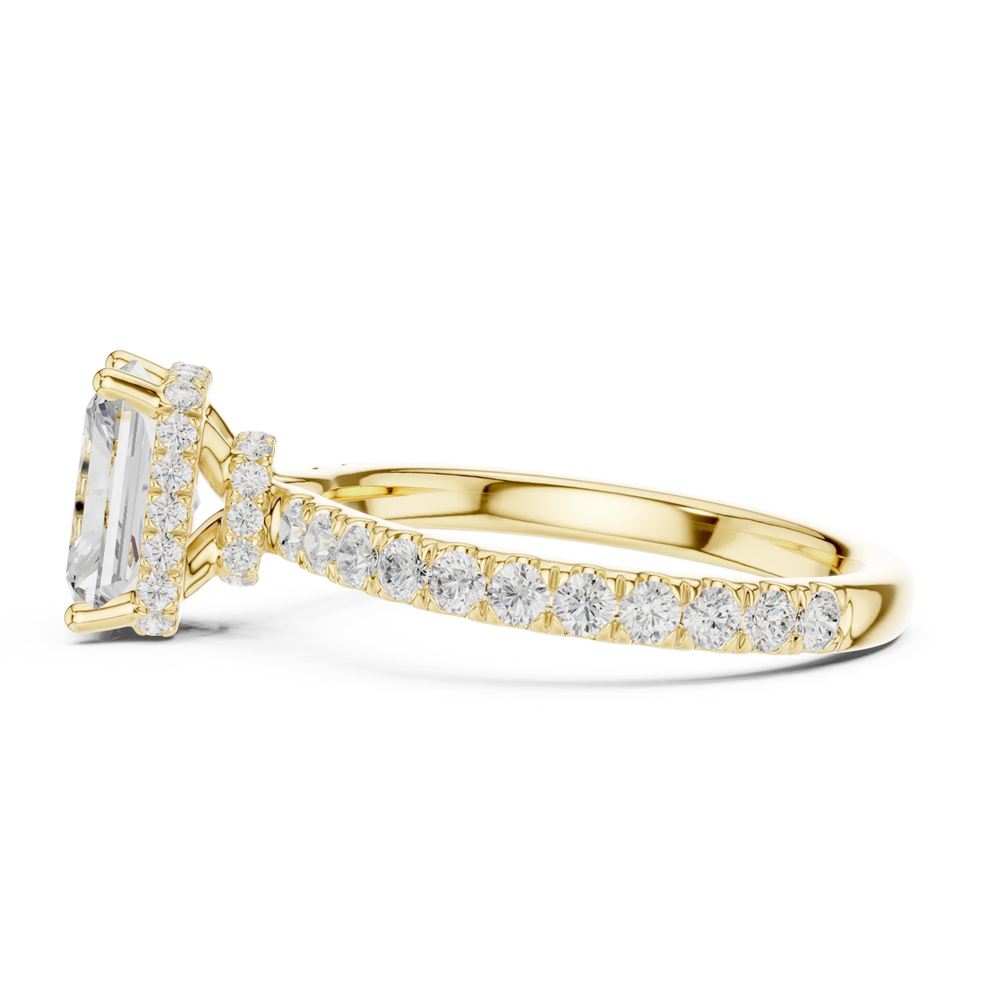 Radiant Cut Diamond Double Halo Pave Engagement Ring