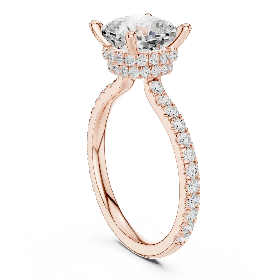 Cushion Cut Diamond Double Hidden Halo Engagement Ring