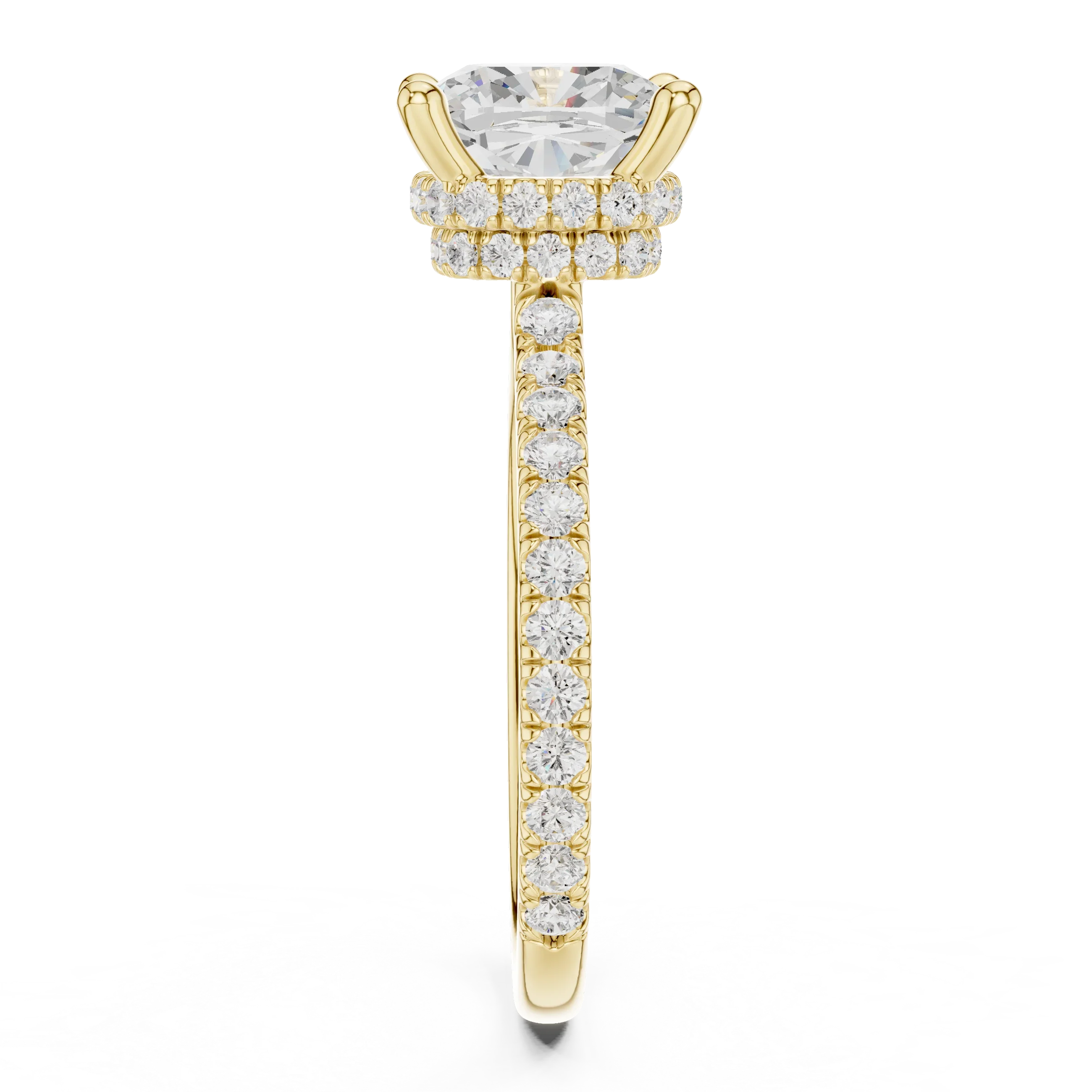 Cushion Cut Diamond Double Hidden Halo Engagement Ring