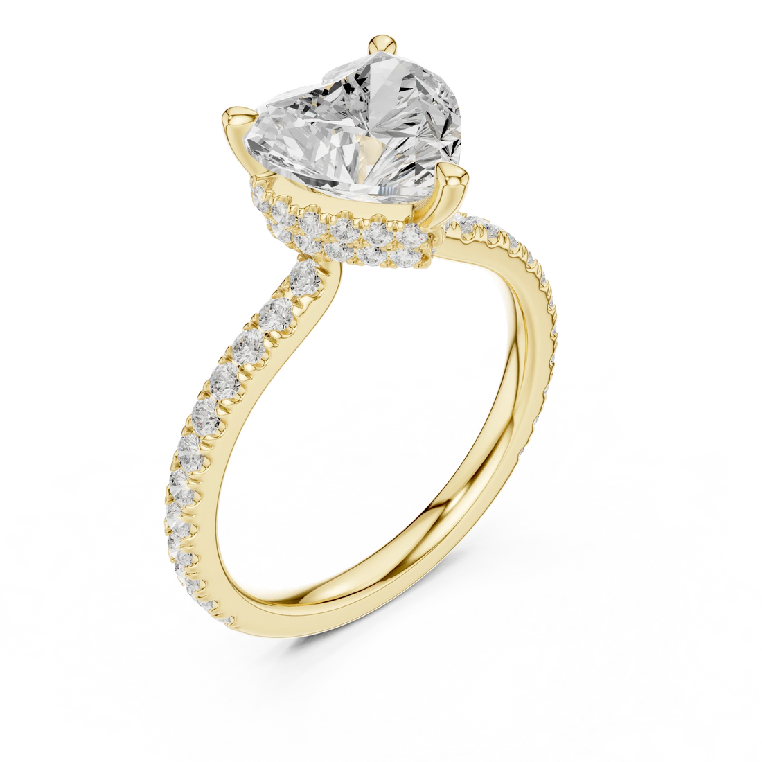 Heart Cut Diamond Double Hidden Halo Engagement Ring