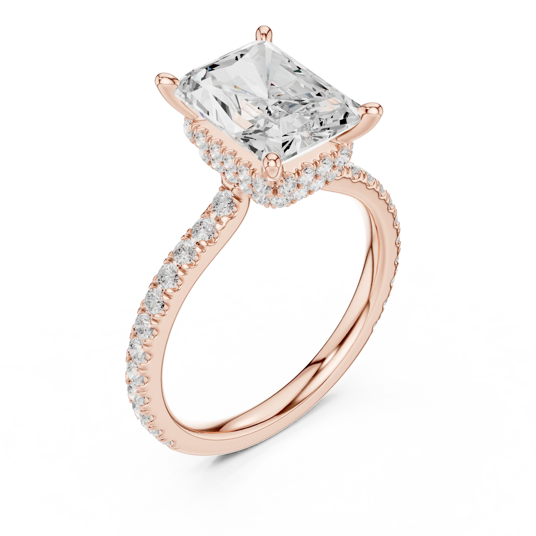 Radiant Cut Diamond Double Hidden Halo Engagement Ring