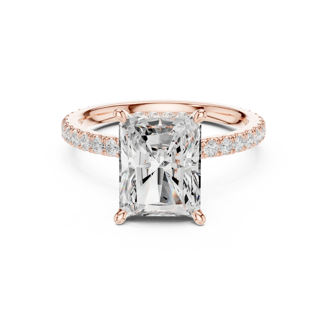 Radiant Cut Diamond Double Hidden Halo Engagement Ring