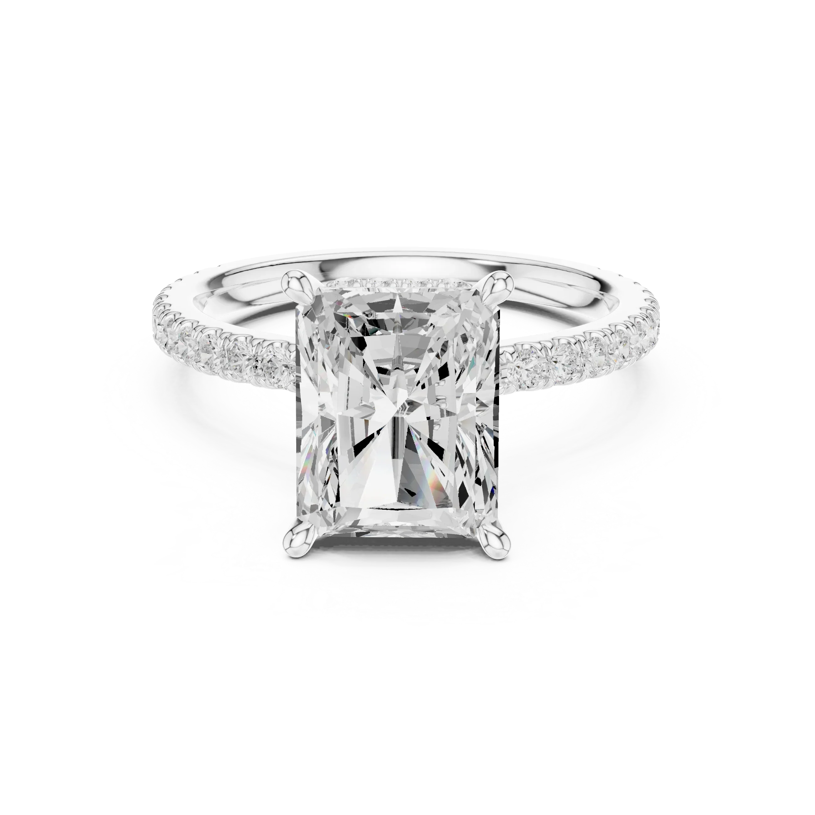Radiant Cut Diamond Double Hidden Halo Engagement Ring