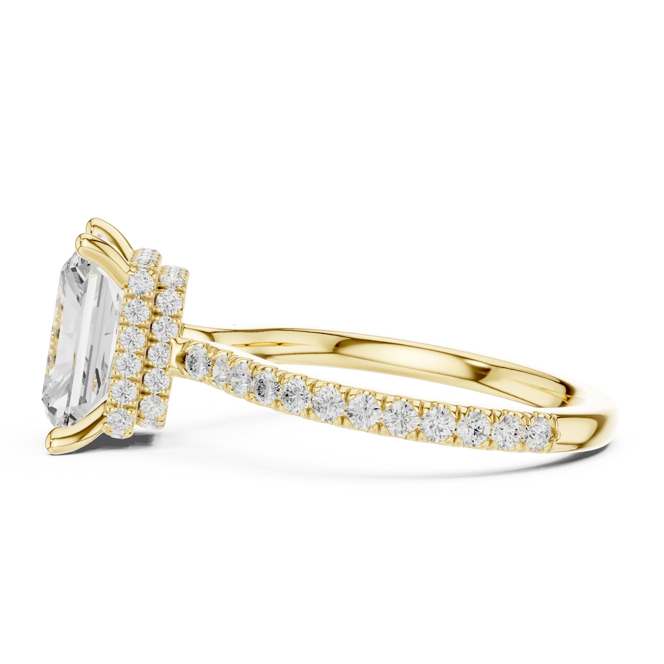 Radiant Cut Diamond Double Hidden Halo Engagement Ring