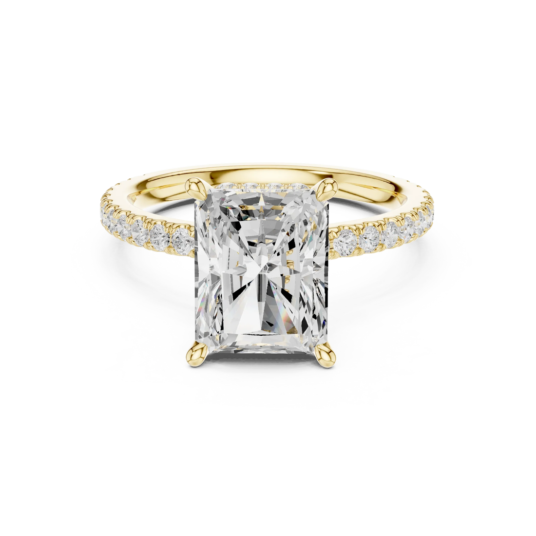 Radiant Cut Diamond Double Hidden Halo Engagement Ring