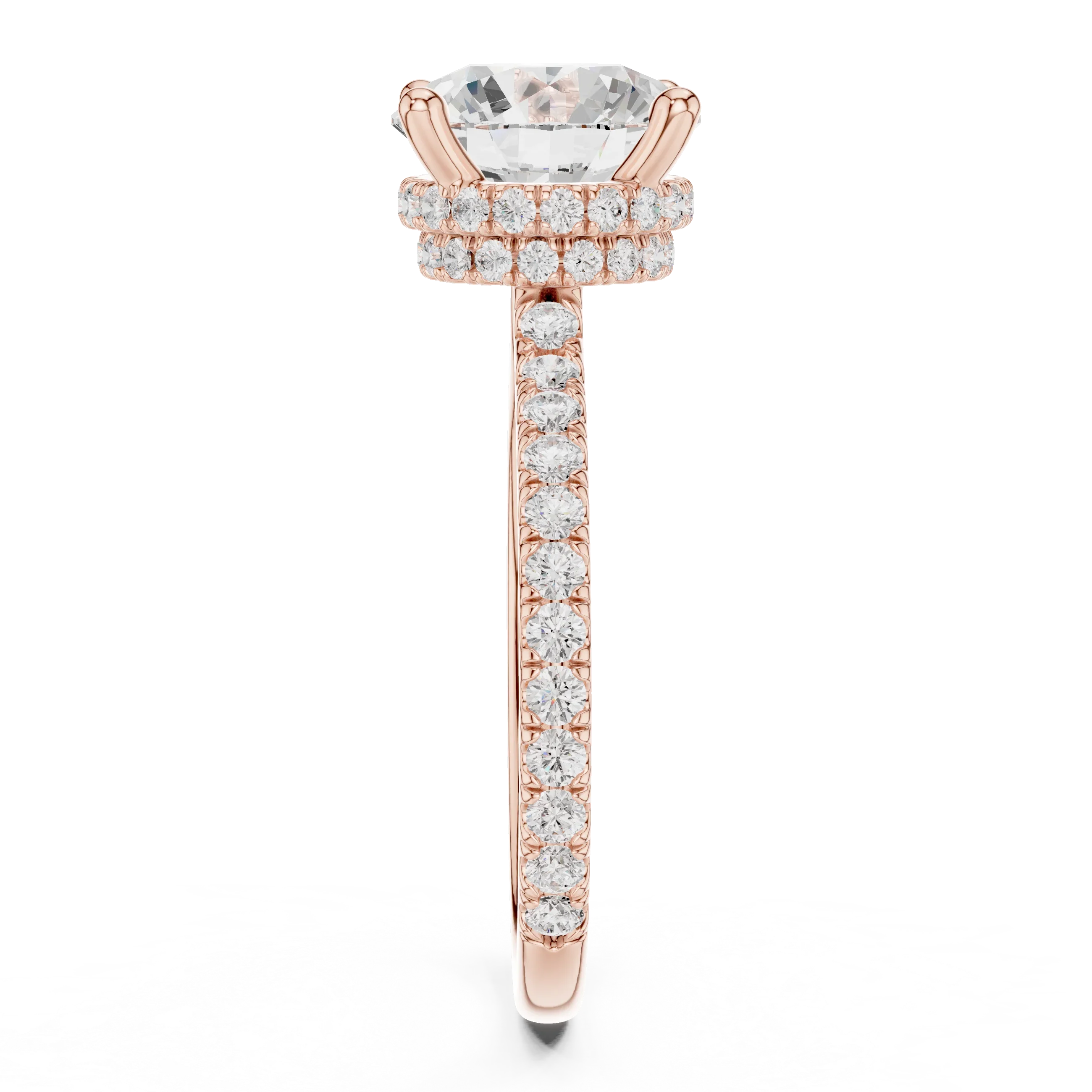 Round Cut Diamond Double Hidden Halo Engagement Ring