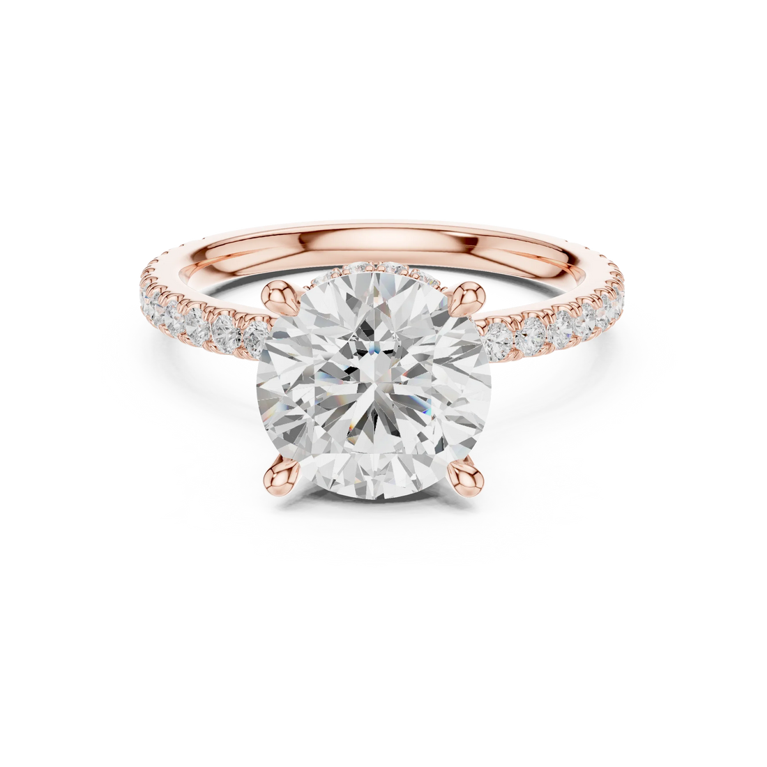 Round Cut Diamond Double Hidden Halo Engagement Ring
