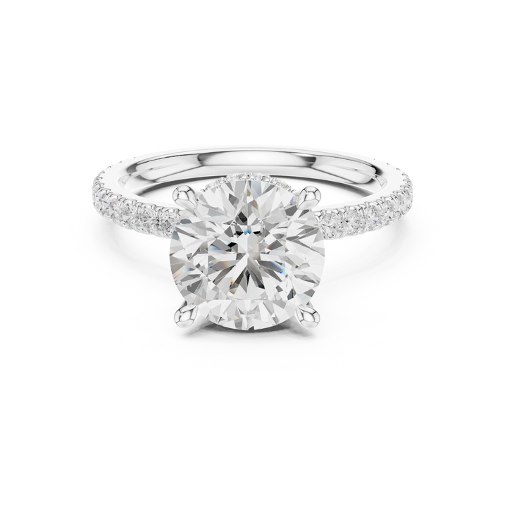 Round Cut Diamond Double Hidden Halo Engagement Ring