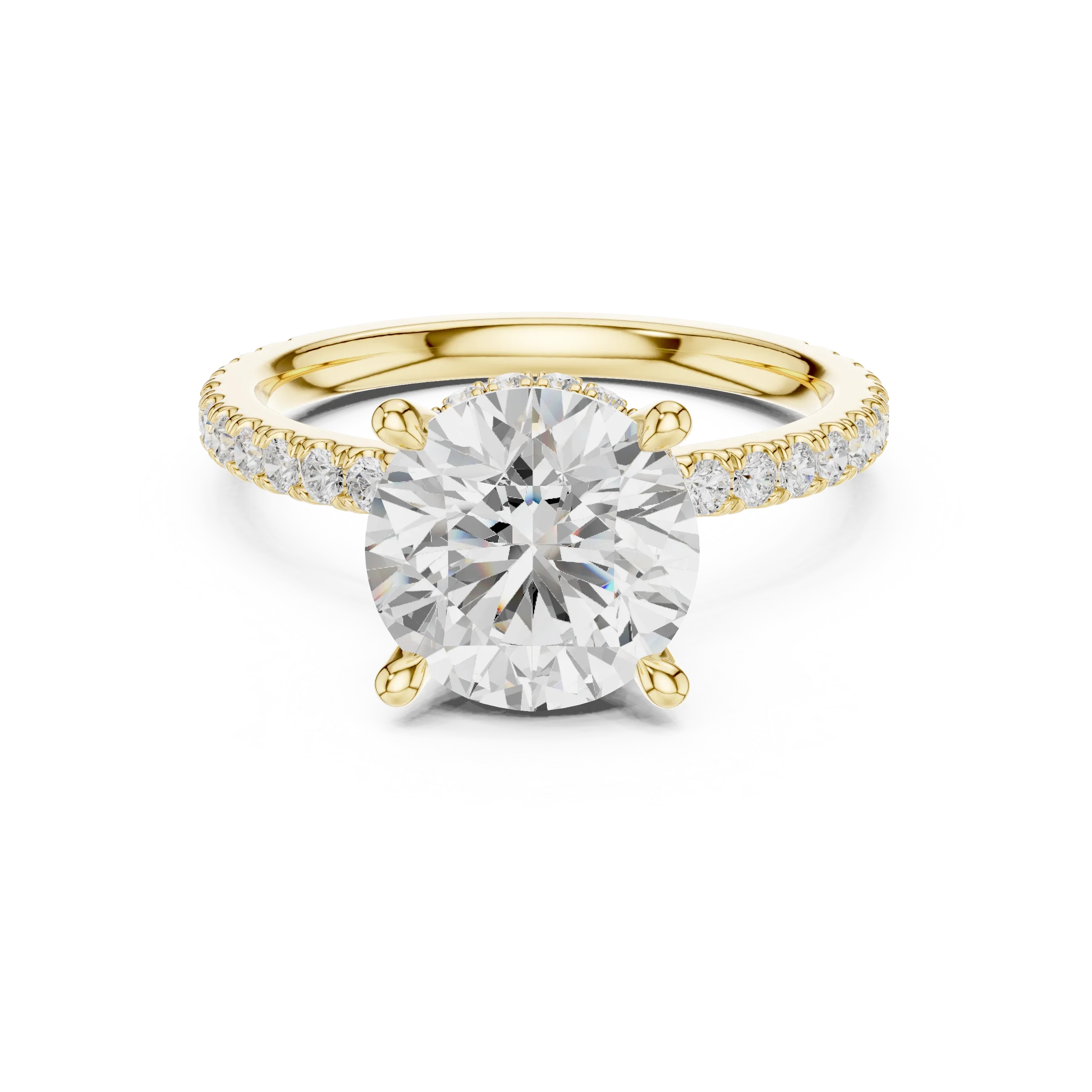 Round Cut Diamond Double Hidden Halo Engagement Ring