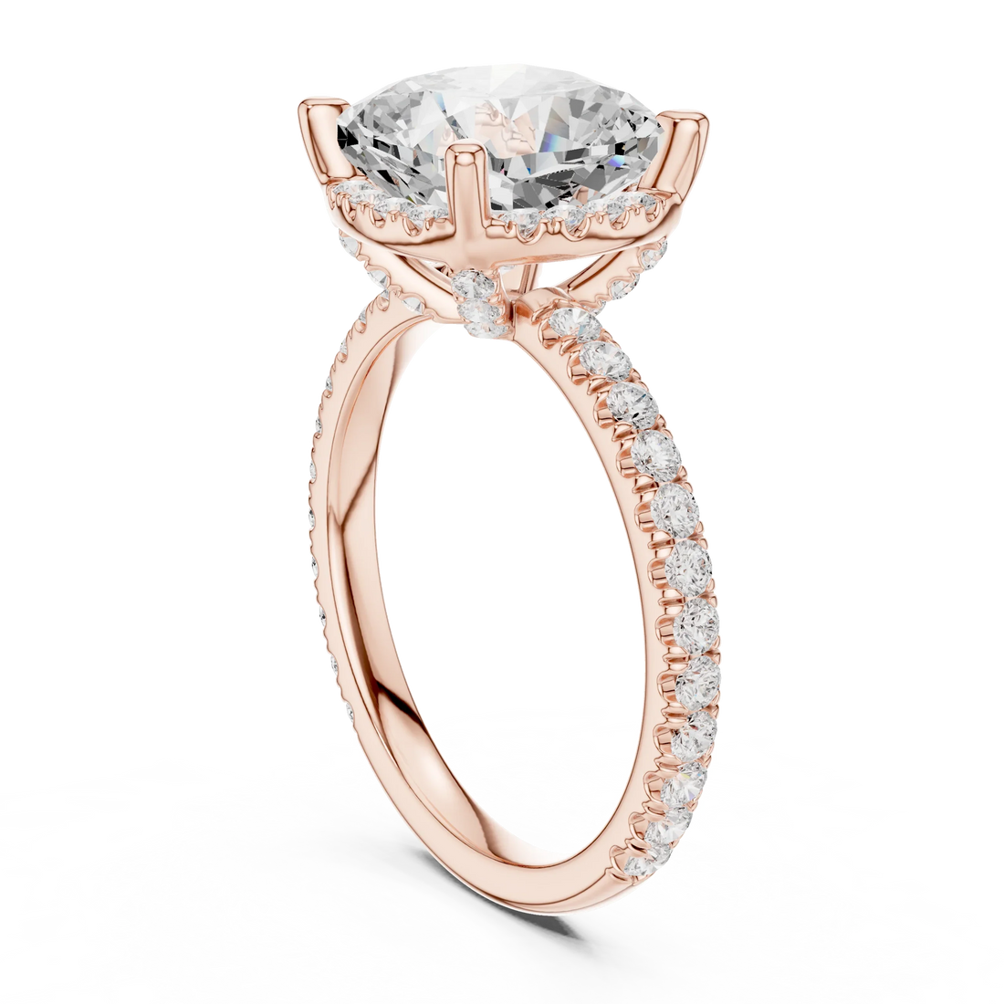 Cushion Diamond Hidden Halo Engagement Ring