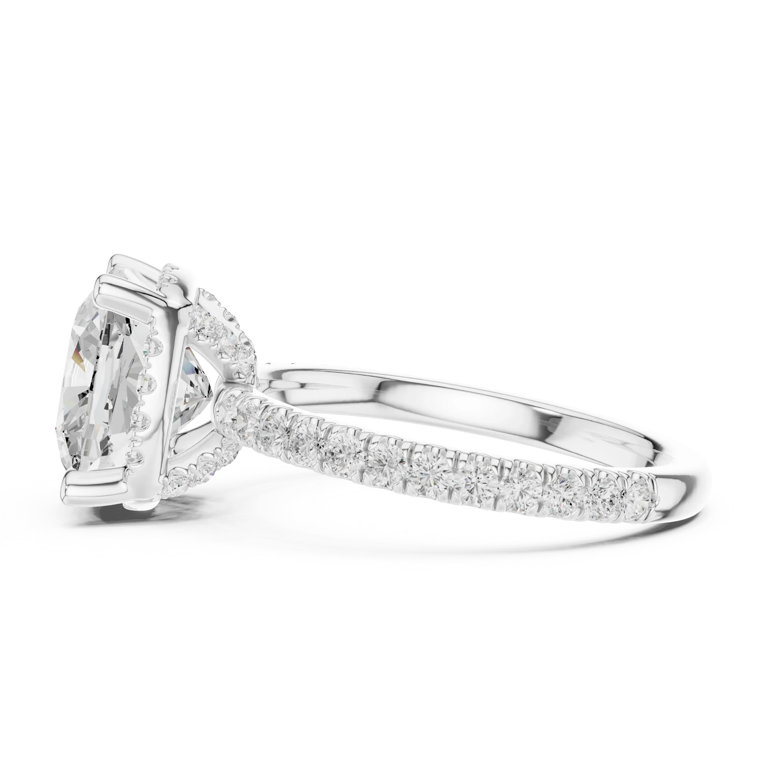 Cushion Diamond Hidden Halo Engagement Ring