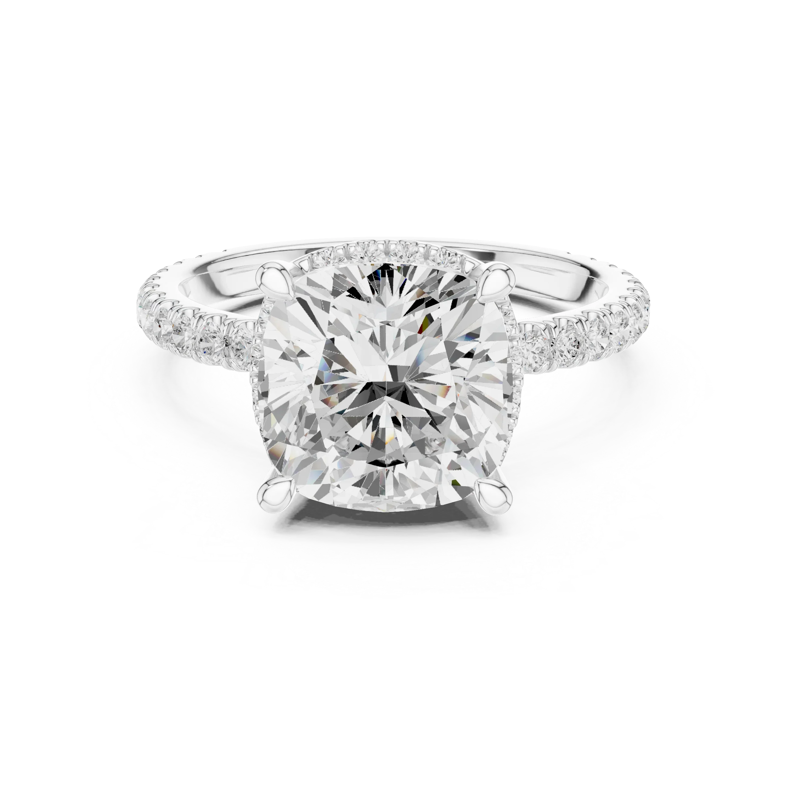 Cushion Diamond Hidden Halo Engagement Ring