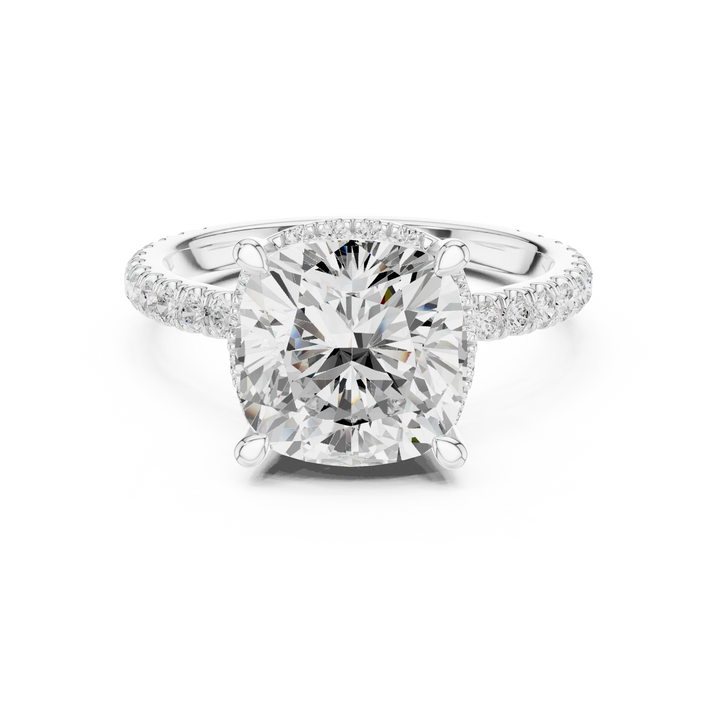 Cushion Diamond Hidden Halo Engagement Ring