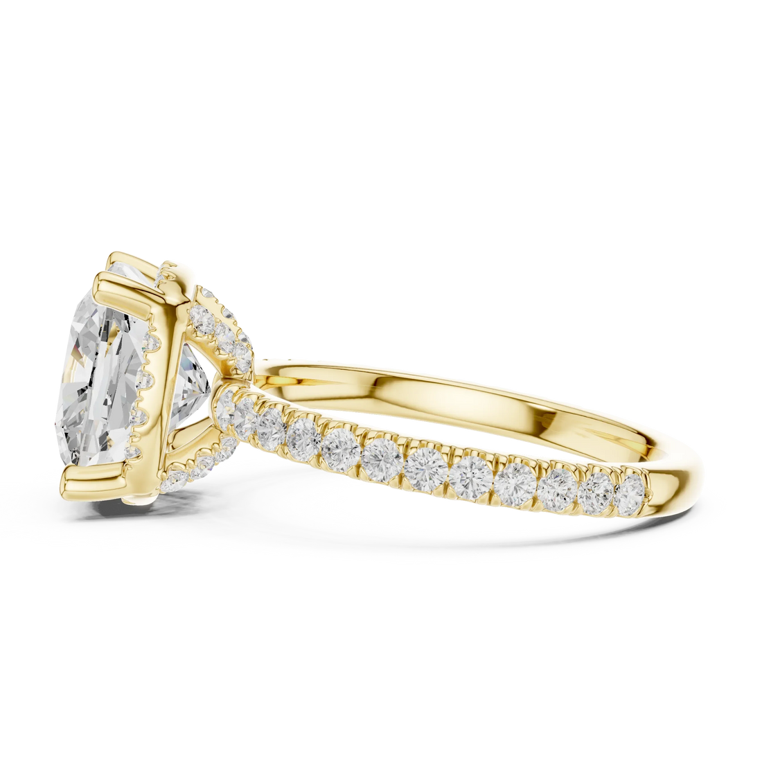 Cushion Diamond Hidden Halo Engagement Ring