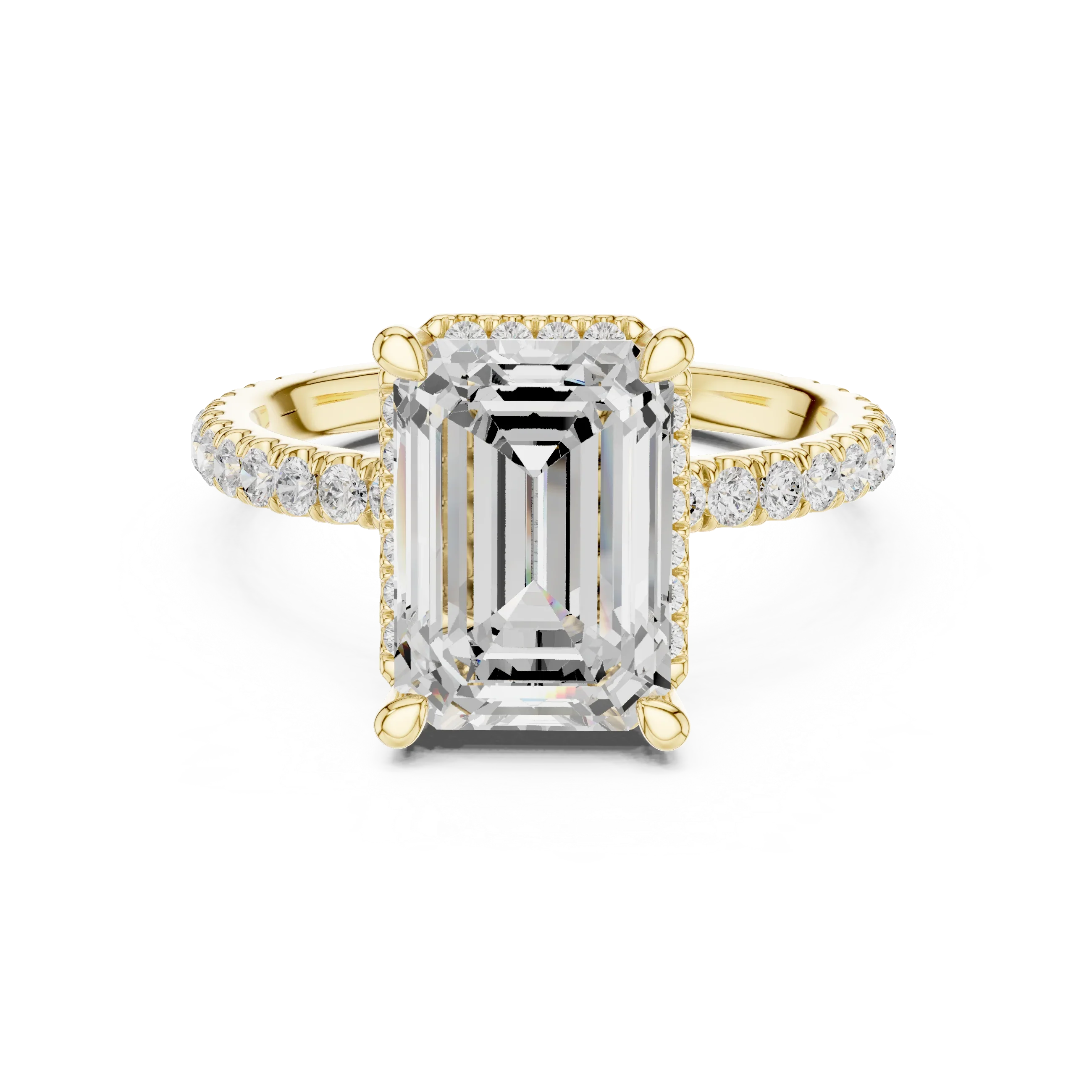 Emerald Diamond Hidden Halo Engagement Ring