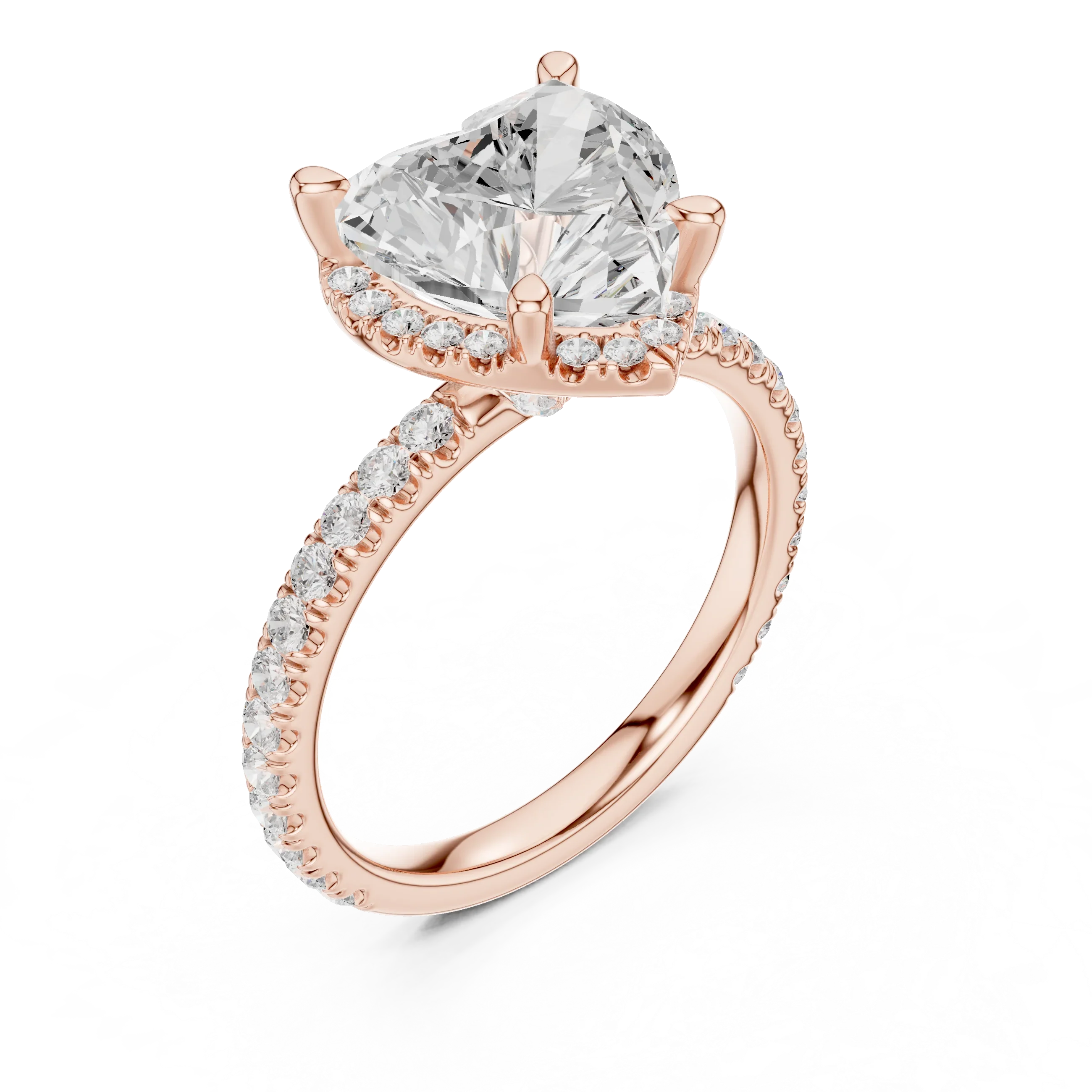 Heart Diamond Hidden Halo Engagement Ring